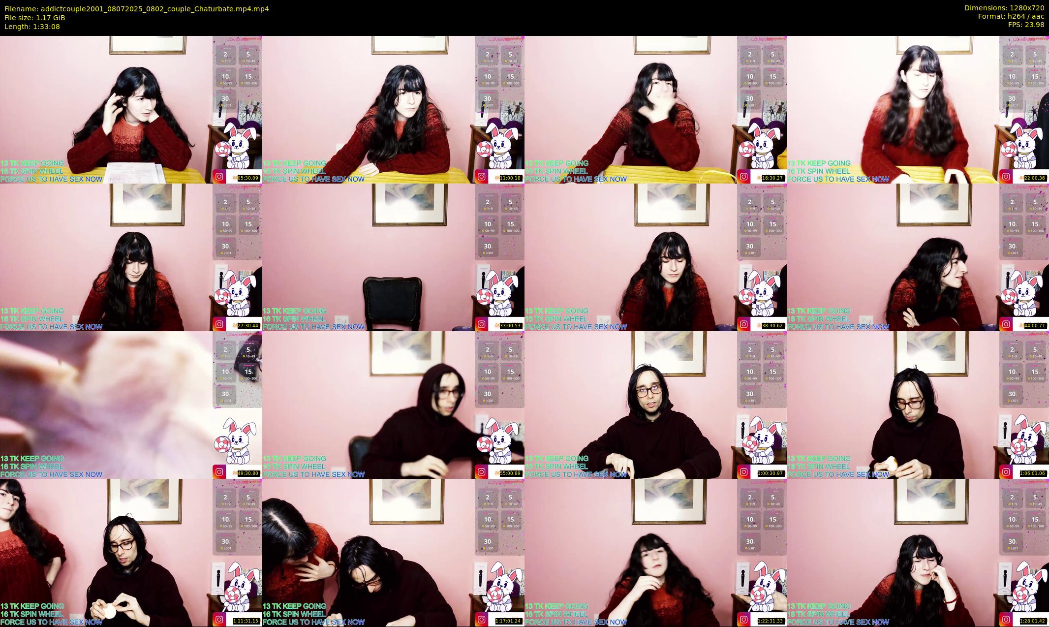 addictcouple2001 — 94 minute Chaturbate couple cam show recording, 720p, Jul 8, 2025