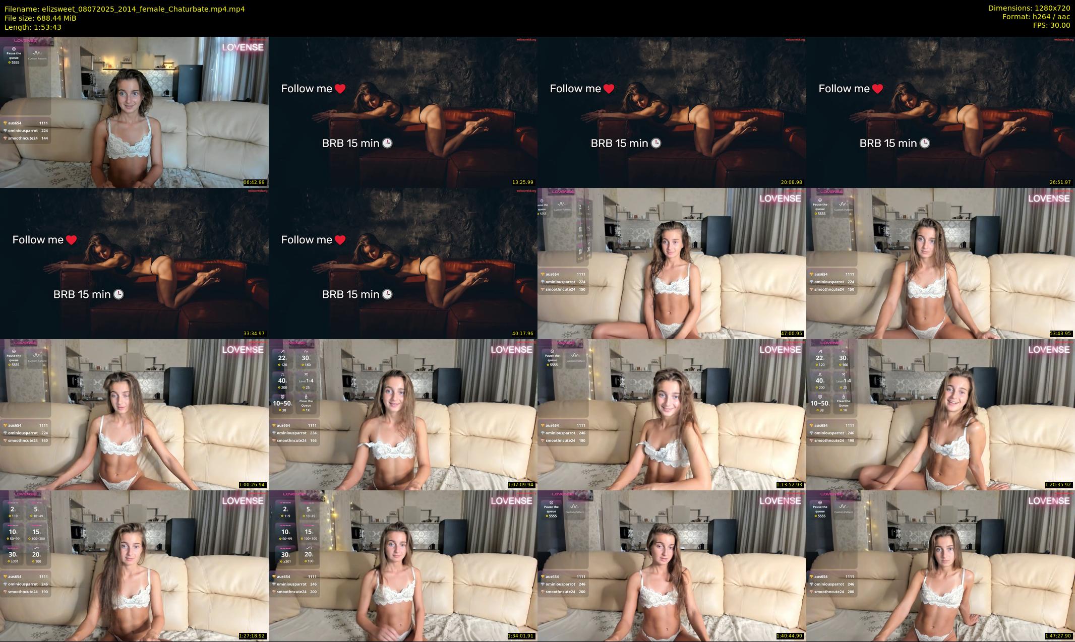 elizsweet — 114 minute Chaturbate female cam show recording, 720p, Jul 8, 2025