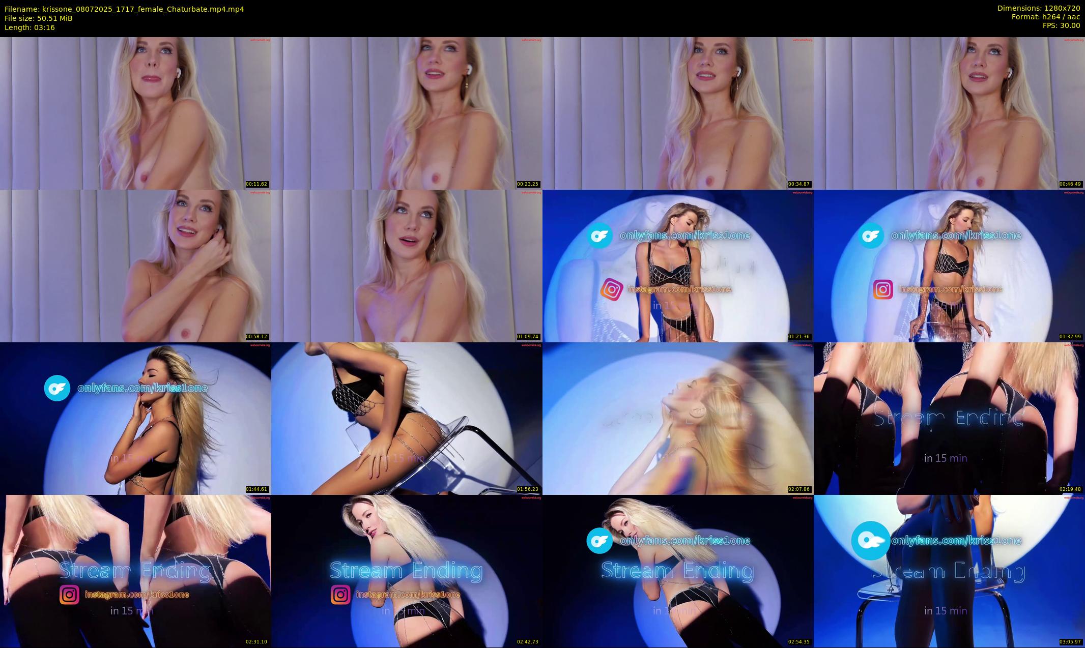 krissone — 4 minute Chaturbate female cam show recording, 720p, Jul 8, 2025