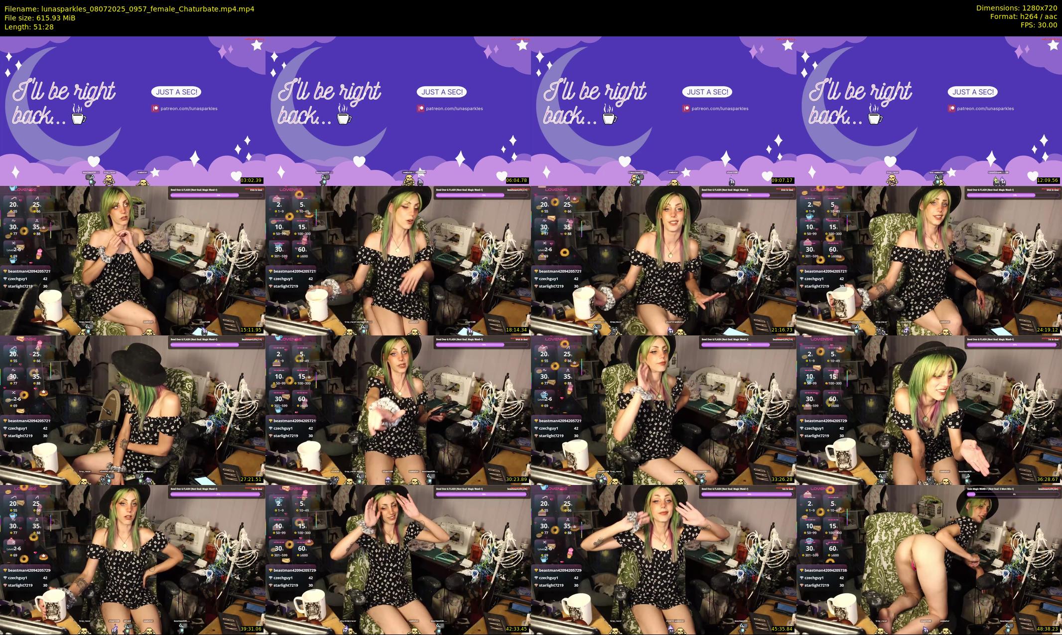 lunasparkles — 52 minute Chaturbate female cam show recording, 720p, Jul 8, 2025