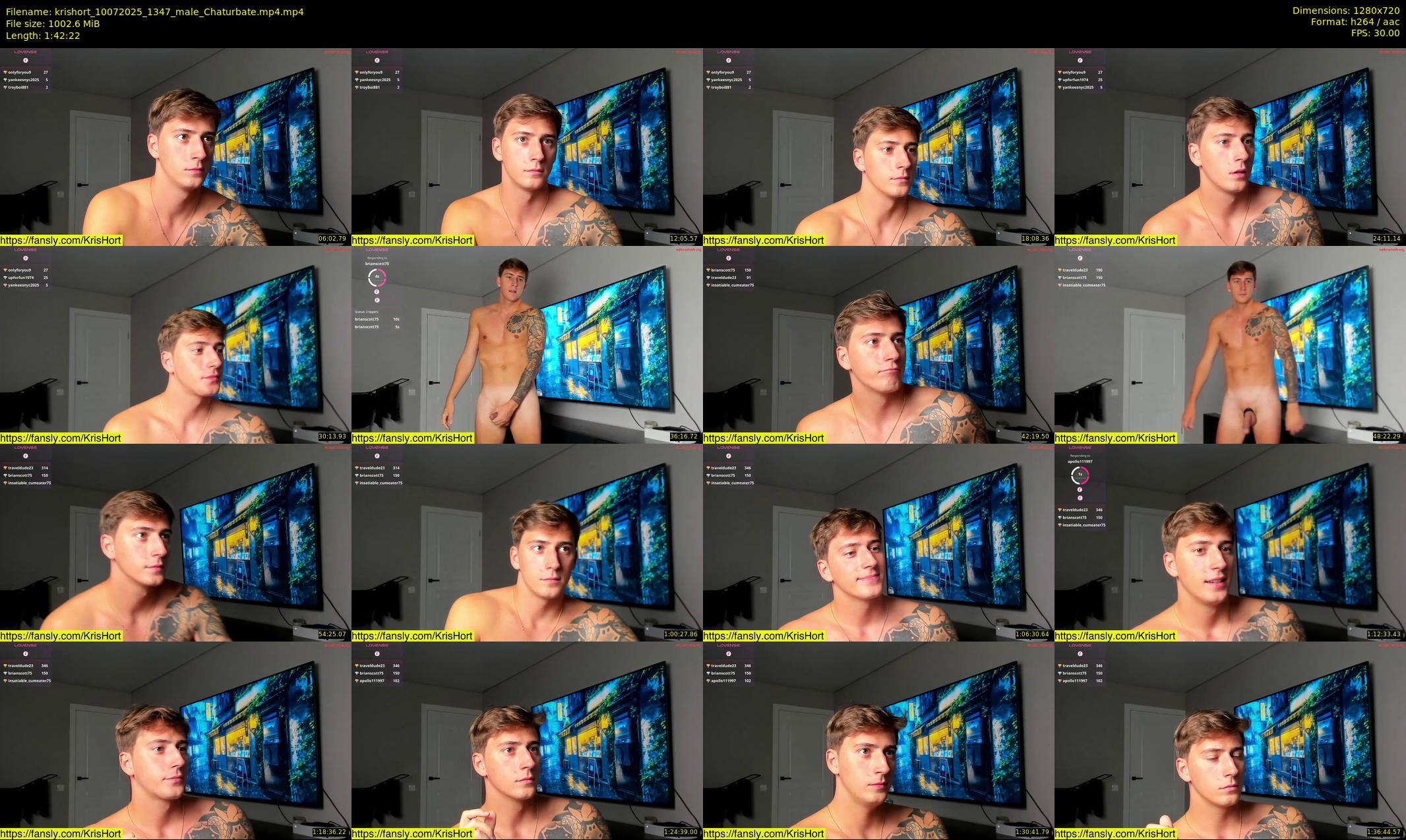 krishort — 103 minute Chaturbate male cam show recording, 720p, Jul 10, 2025