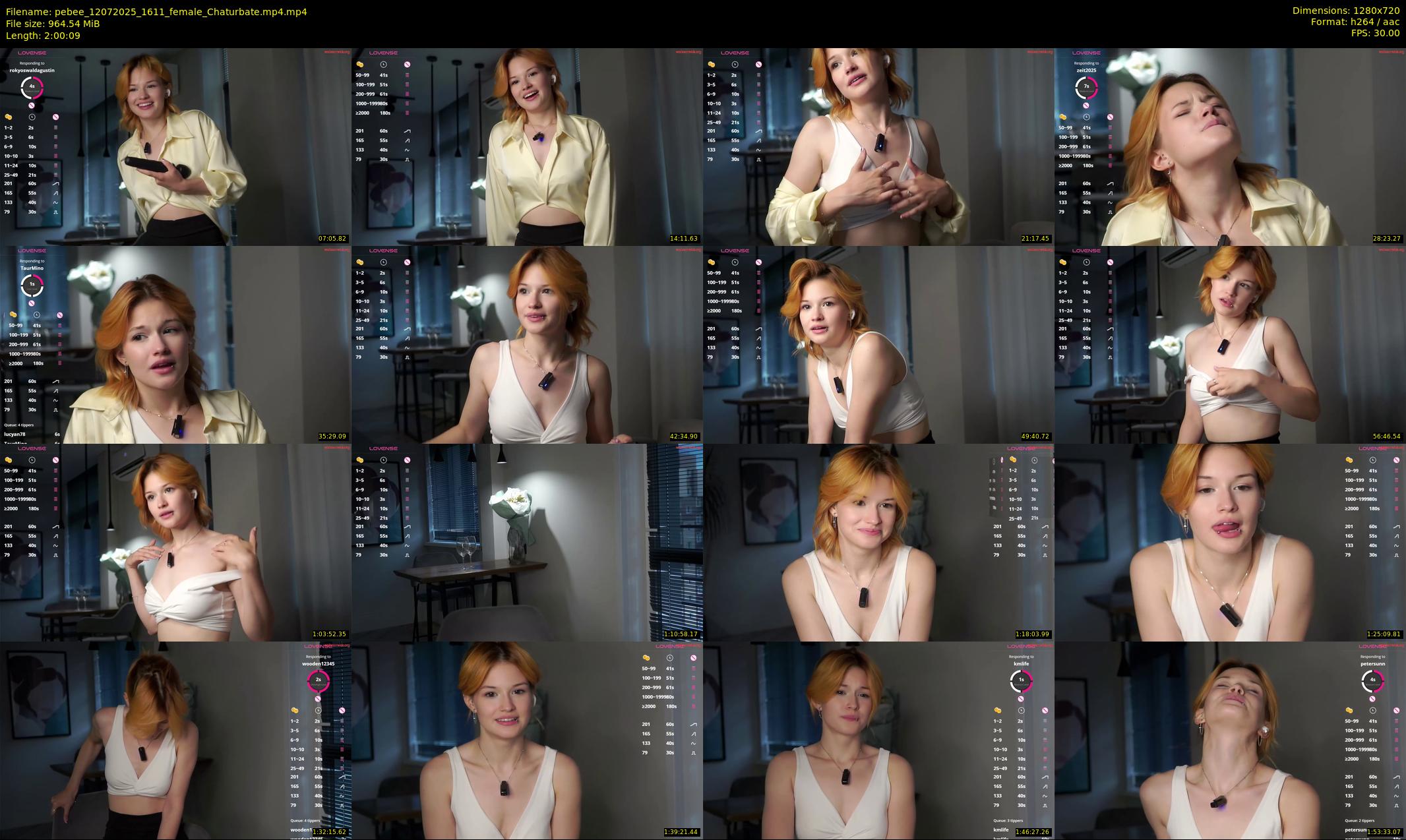 pebee — 121 minute Chaturbate female cam show recording, 720p, Jul 12, 2025