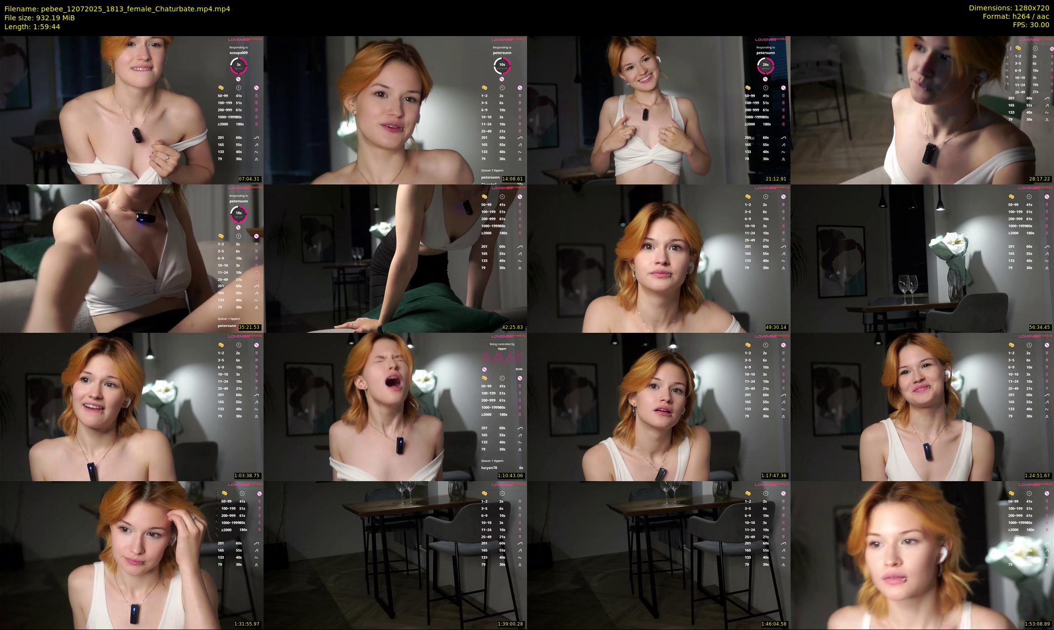 pebee — 120 minute Chaturbate female cam show recording, 720p, Jul 12, 2025