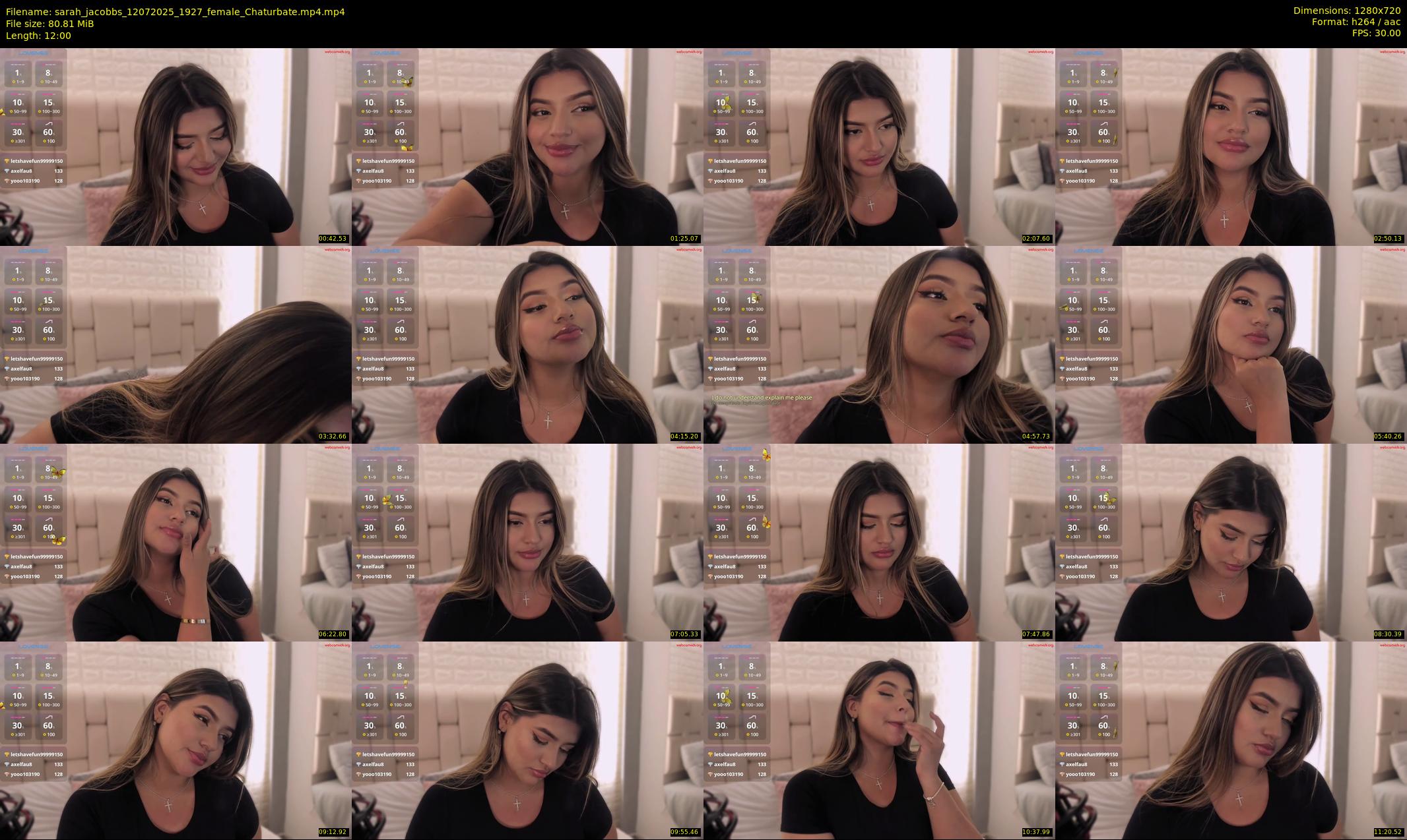 sarah_jacobbs — 12 minute Chaturbate female cam show recording, 720p, Jul 12, 2025