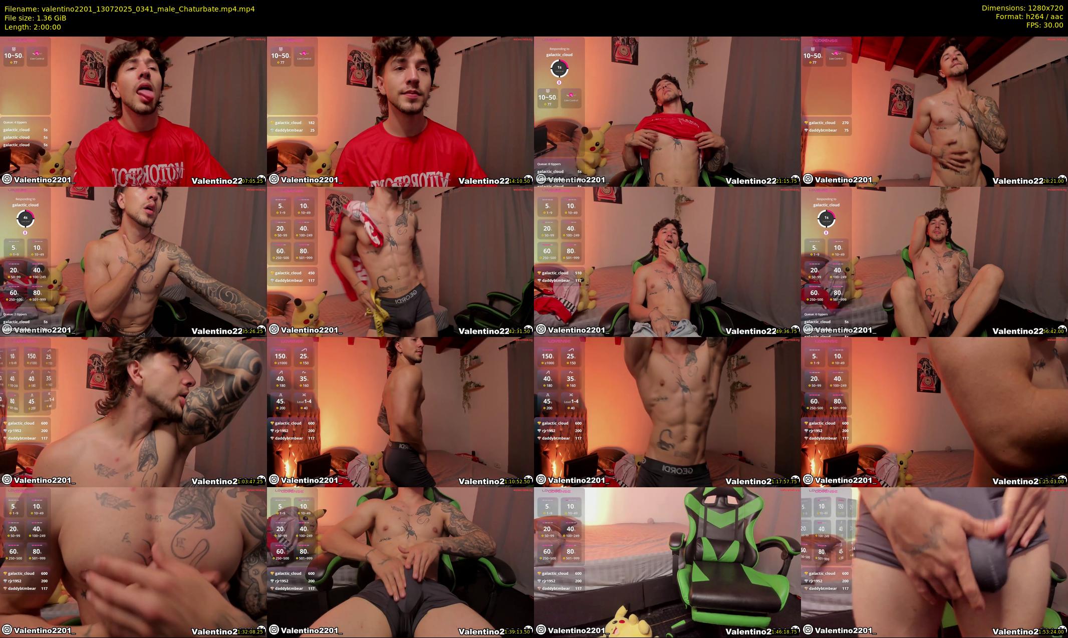 valentino2201 — 120 minute Chaturbate male cam show recording, 720p, Jul 13, 2025