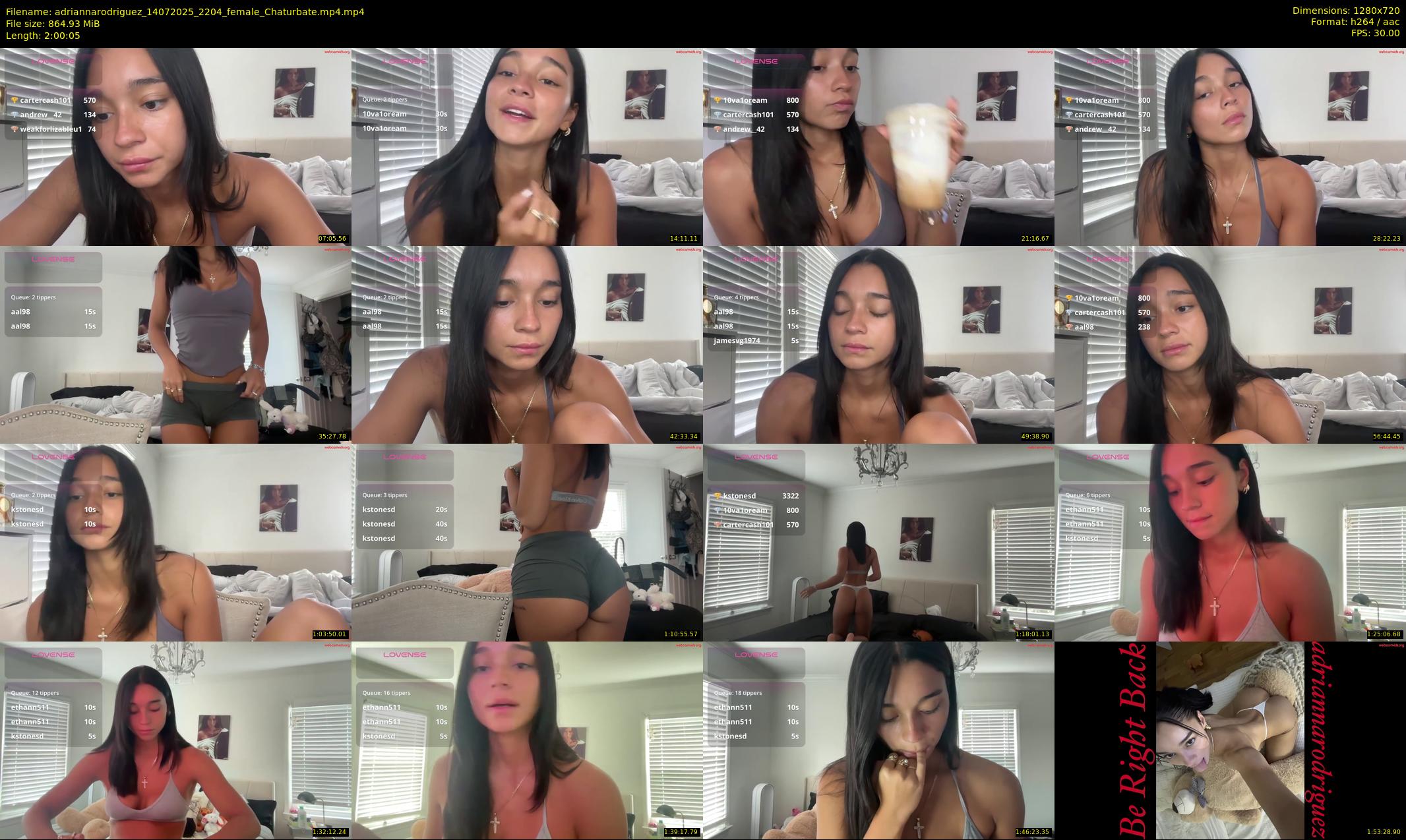 adriannarodriguez — 121 minute Chaturbate female cam show recording, 720p, Jul 14, 2025