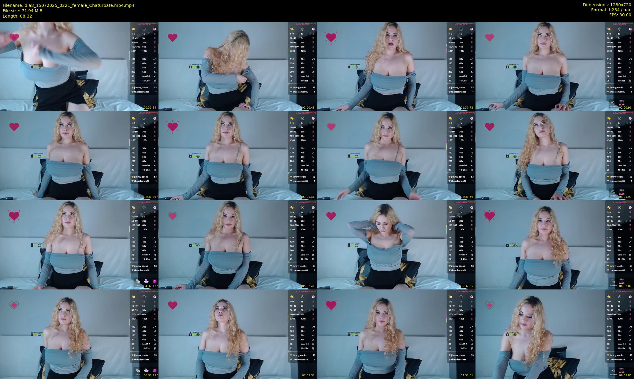 dia8 — 9 minute Chaturbate female cam show recording, 720p, Jul 15, 2025