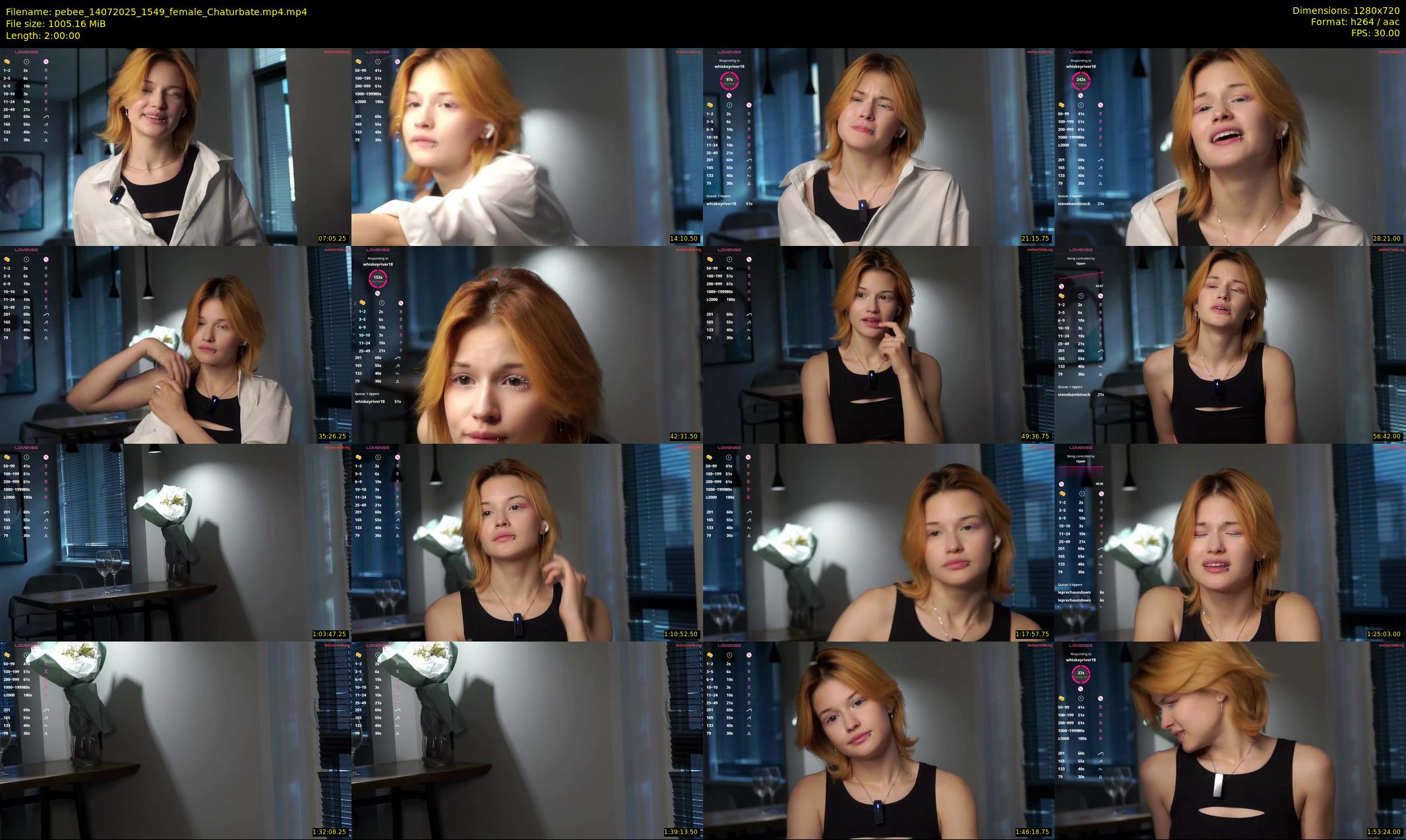 pebee — 120 minute Chaturbate female cam show recording, 720p, Jul 14, 2025