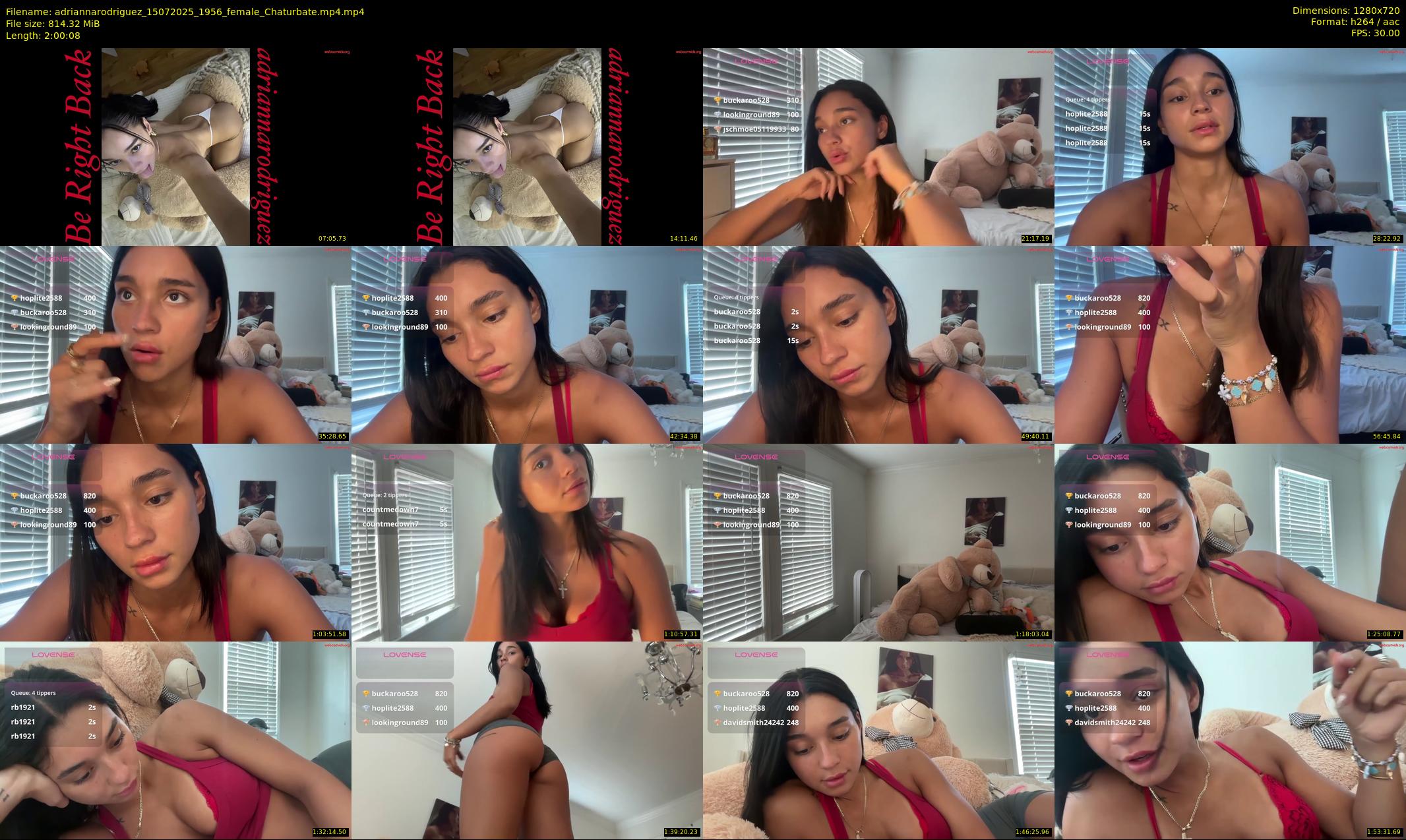 adriannarodriguez — 121 minute Chaturbate female cam show recording, 720p, Jul 15, 2025
