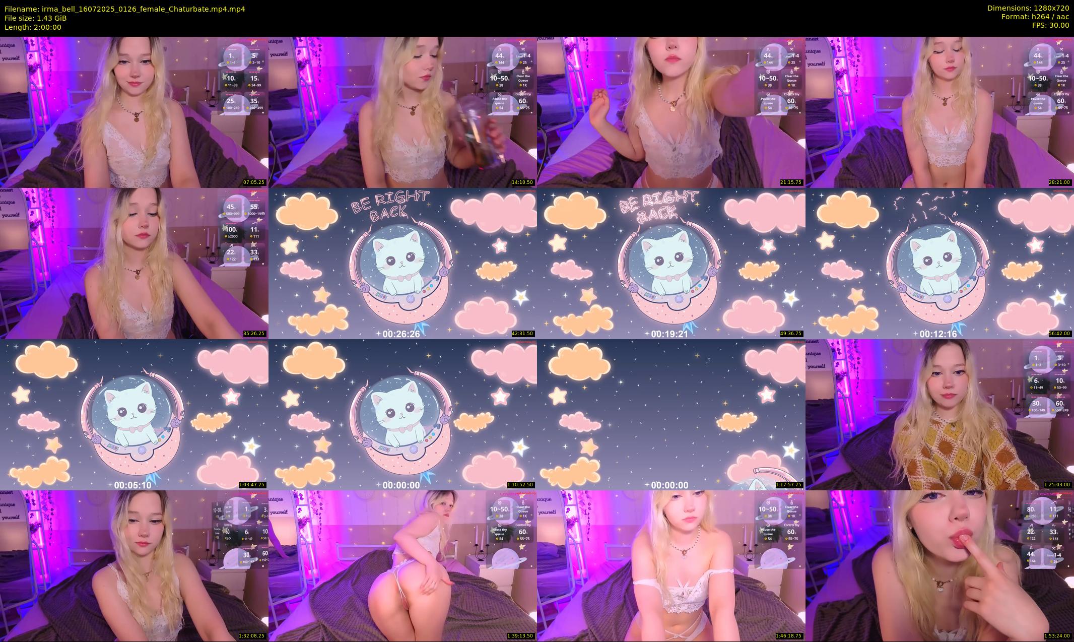 irma_bell — 120 minute Chaturbate female cam show recording, 720p, Jul 16, 2025