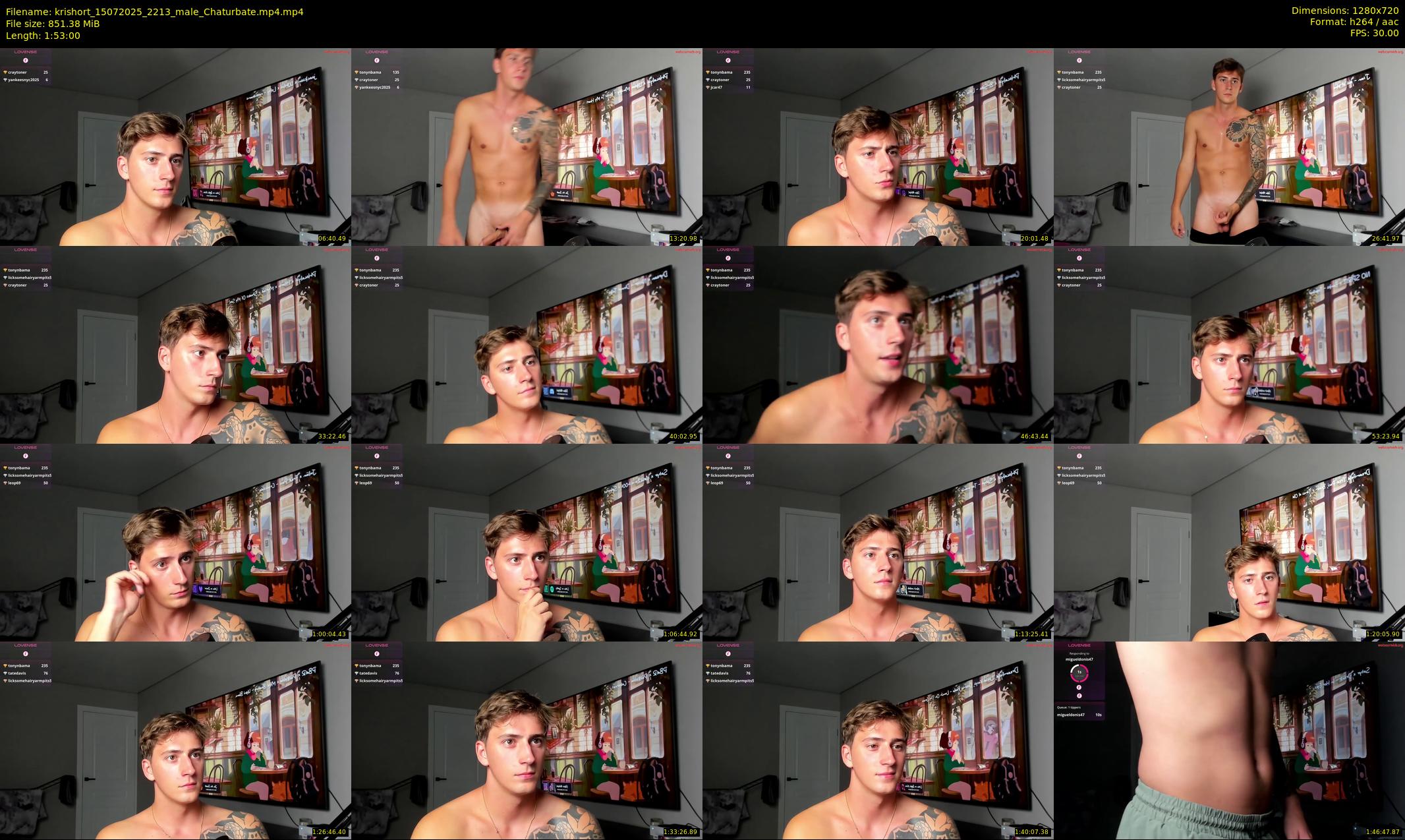 krishort — 113 minute Chaturbate male cam show recording, 720p, Jul 15, 2025