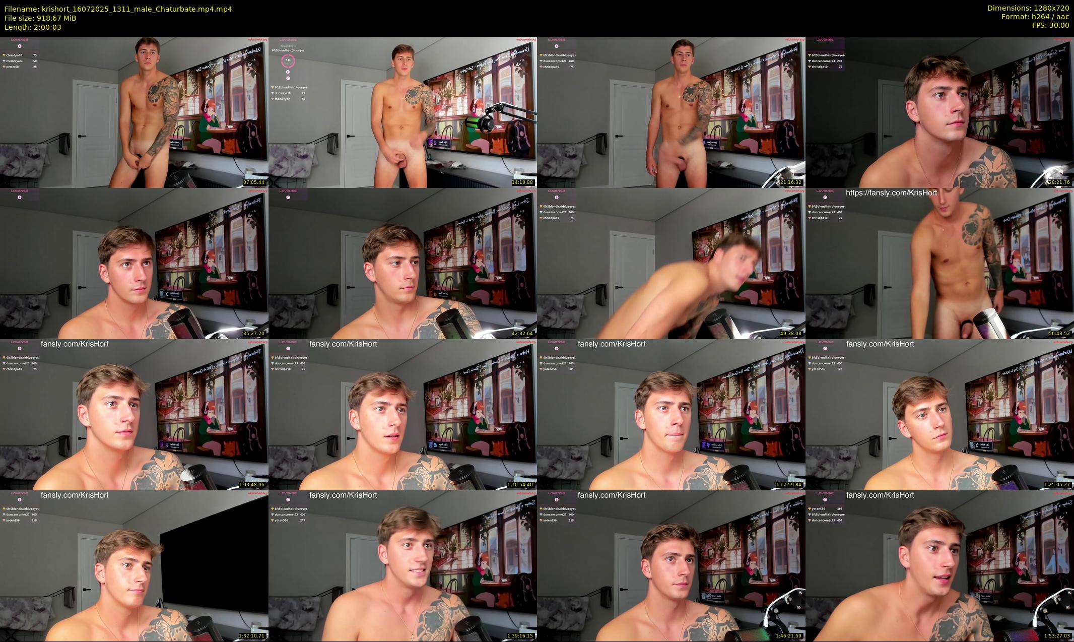 krishort — 121 minute Chaturbate male cam show recording, 720p, Jul 16, 2025
