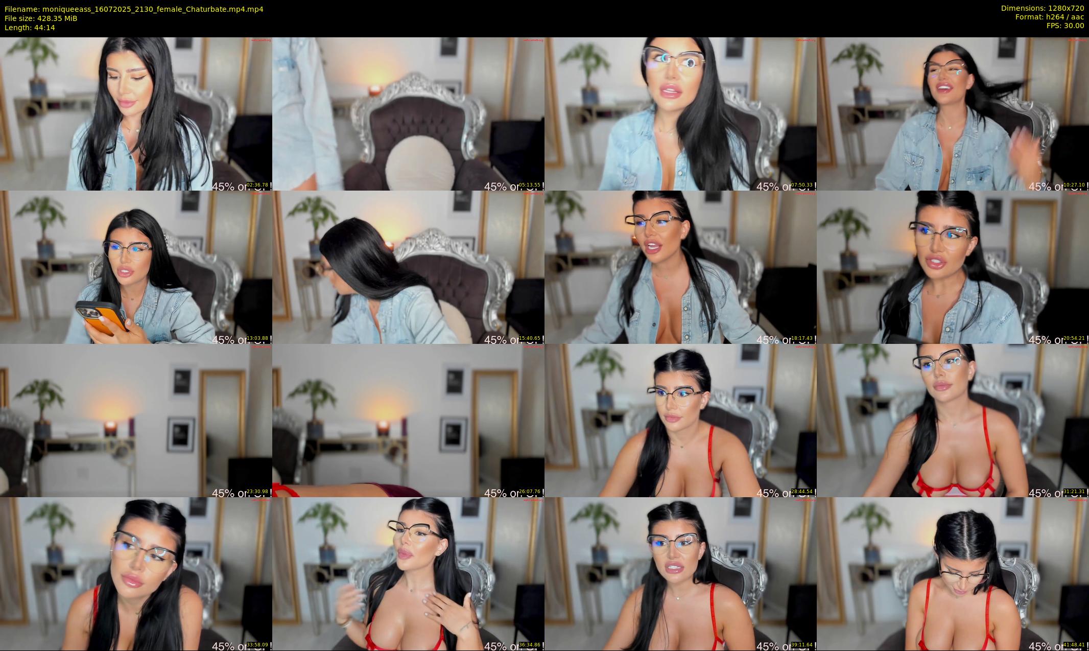 moniqueeass — 45 minute Chaturbate female cam show recording, 720p, Jul 16, 2025