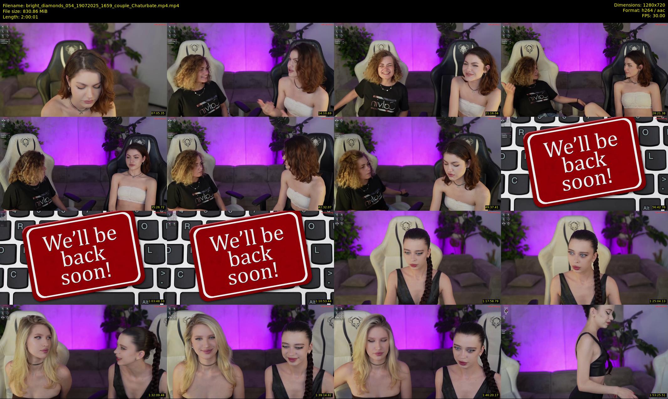 bright_diamonds_054 — 121 minute Chaturbate couple cam show recording, 720p, Jul 19, 2025