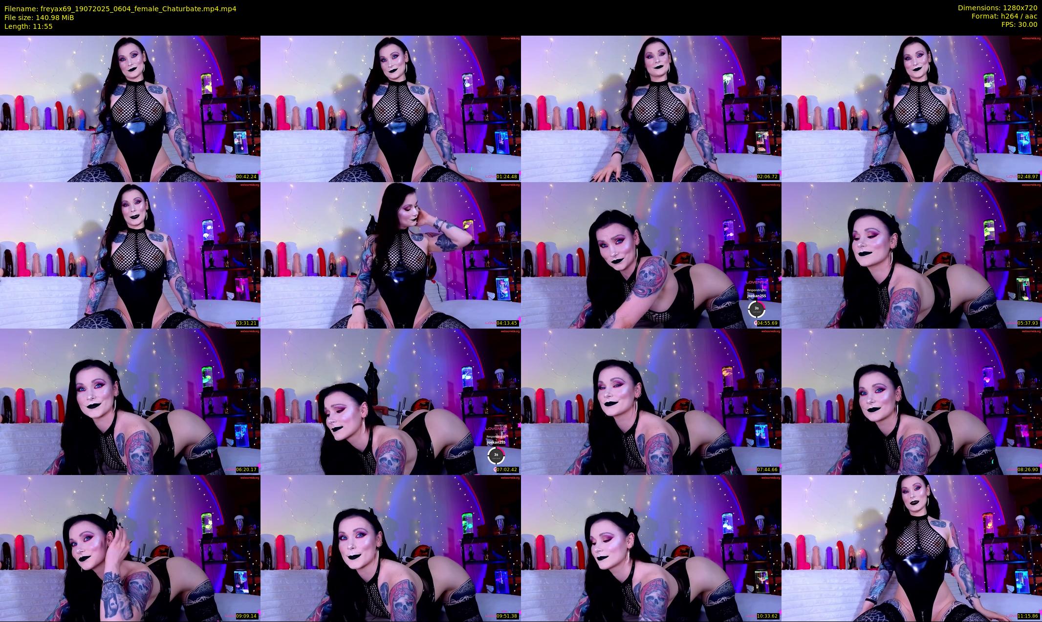 freyax69 — 12 minute Chaturbate female cam show recording, 720p, Jul 19, 2025