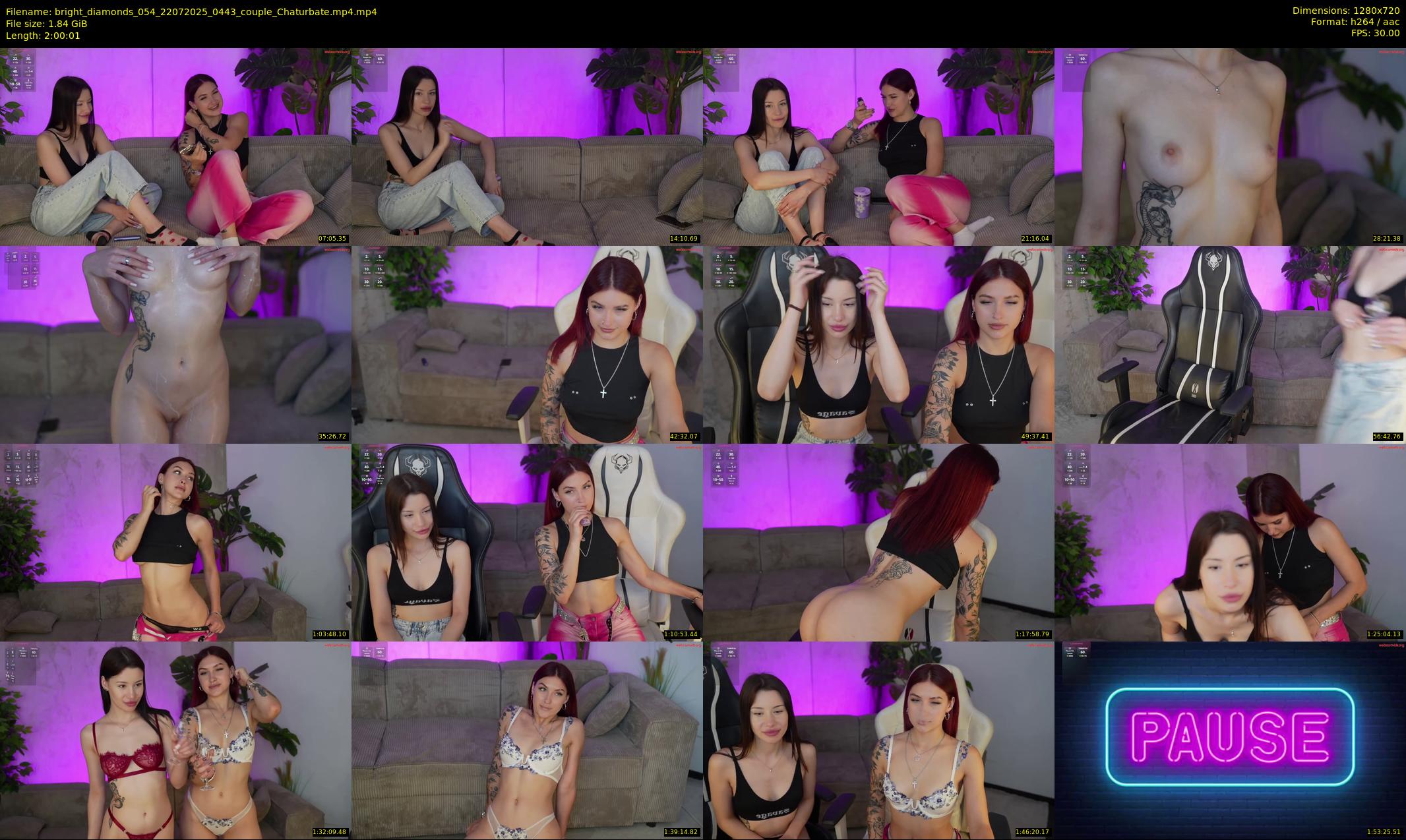 bright_diamonds_054 — 121 minute Chaturbate couple cam show recording, 720p, Jul 22, 2025