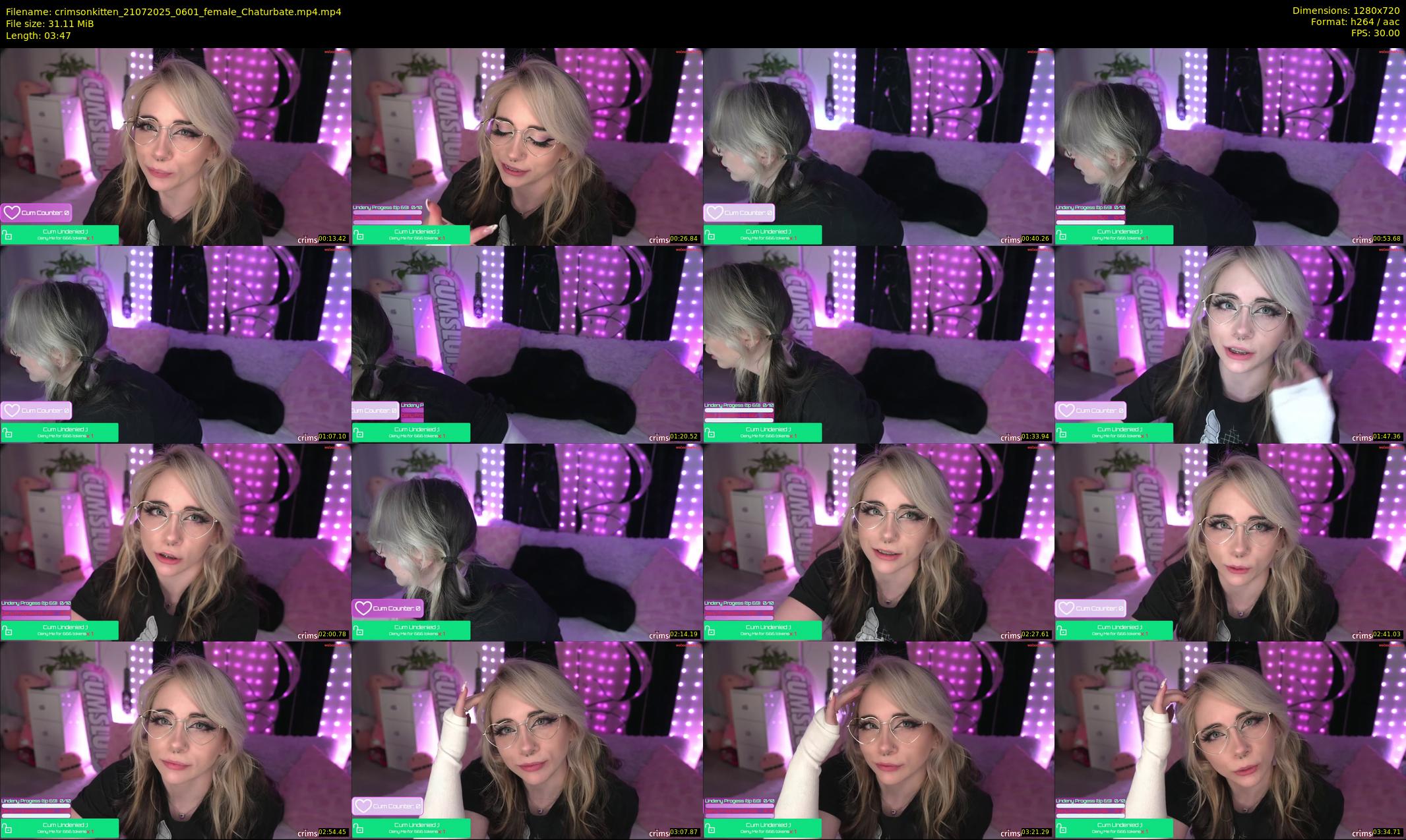 crimsonkitten — 4 minute Chaturbate female cam show recording, 720p, Jul 21, 2025