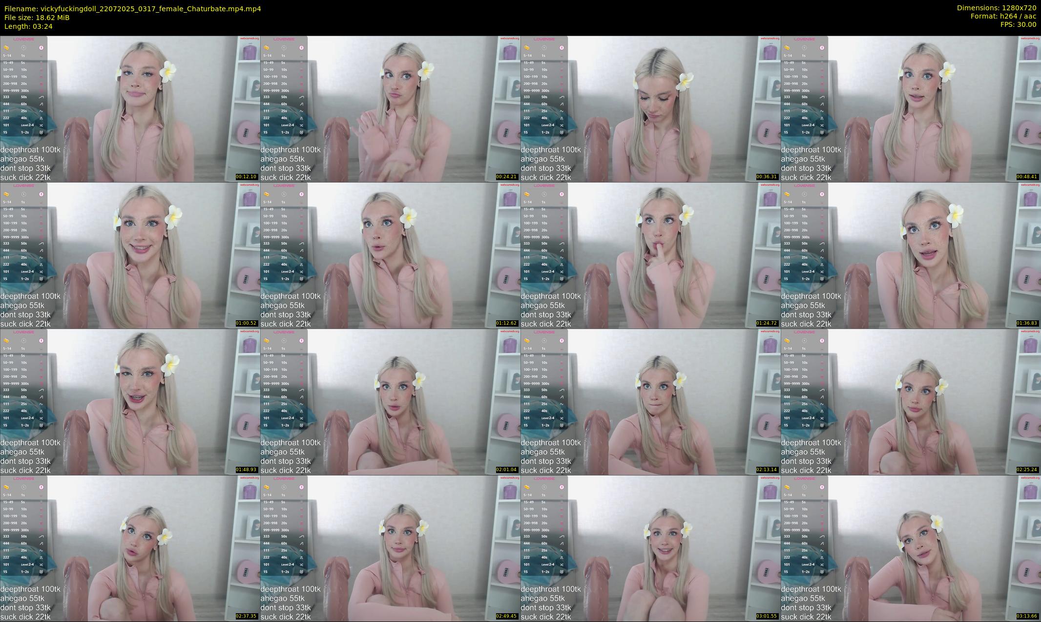 vickyfuckingdoll — 4 minute Chaturbate female cam show recording, 720p, Jul 22, 2025