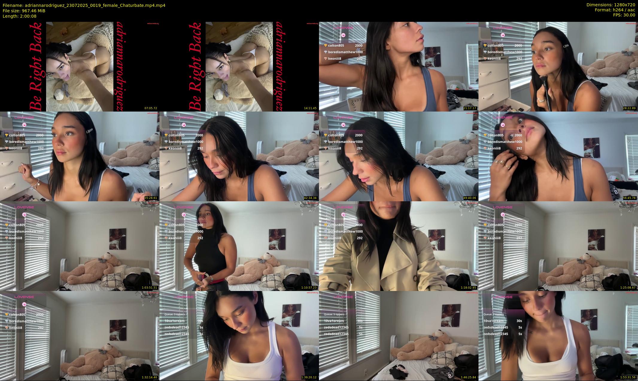 adriannarodriguez — 121 minute Chaturbate female cam show recording, 720p, Jul 23, 2025