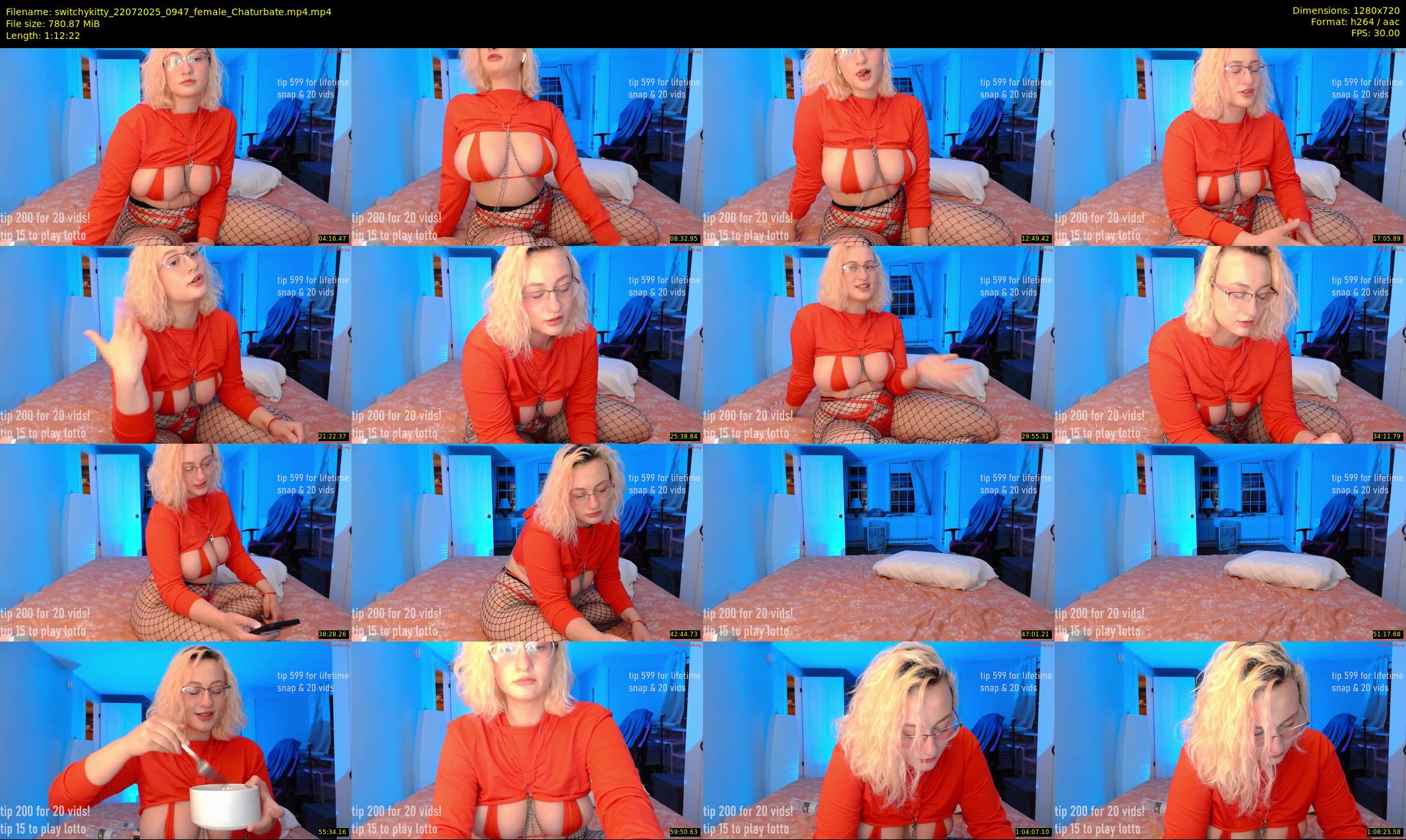 switchykitty — 73 minute Chaturbate female cam show recording, 720p, Jul 22, 2025