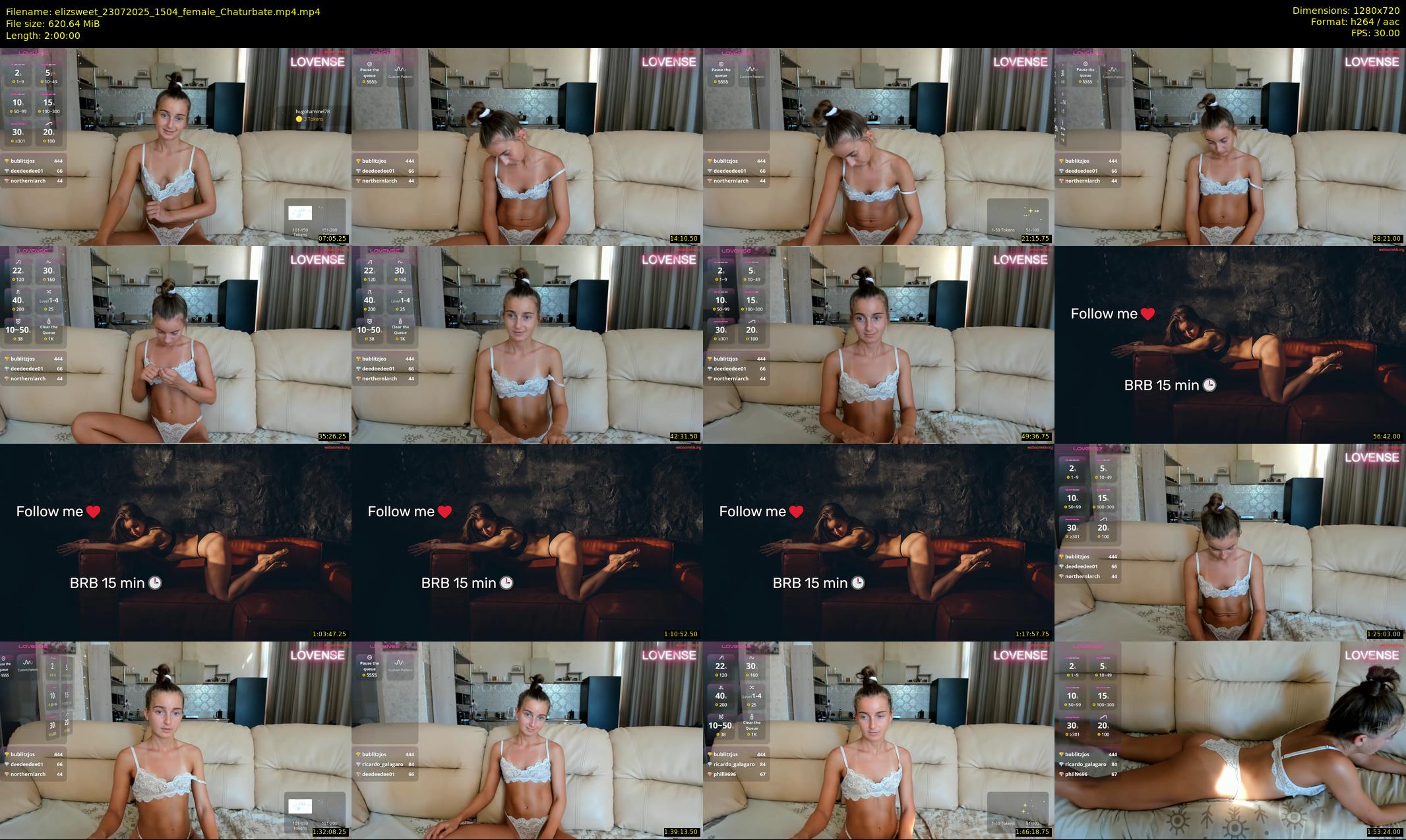 elizsweet — 120 minute Chaturbate female cam show recording, 720p, Jul 23, 2025