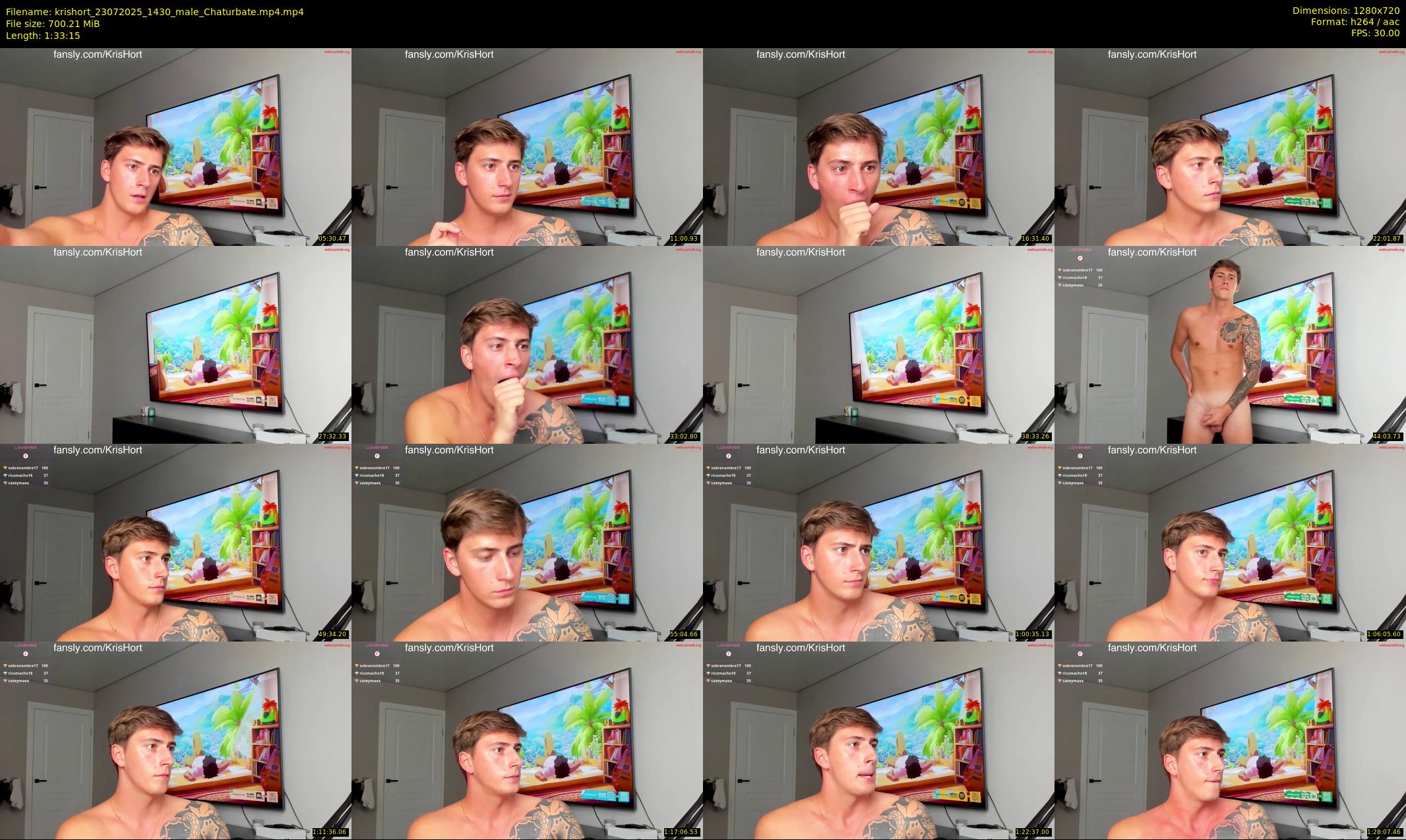 krishort — 94 minute Chaturbate male cam show recording, 720p, Jul 23, 2025