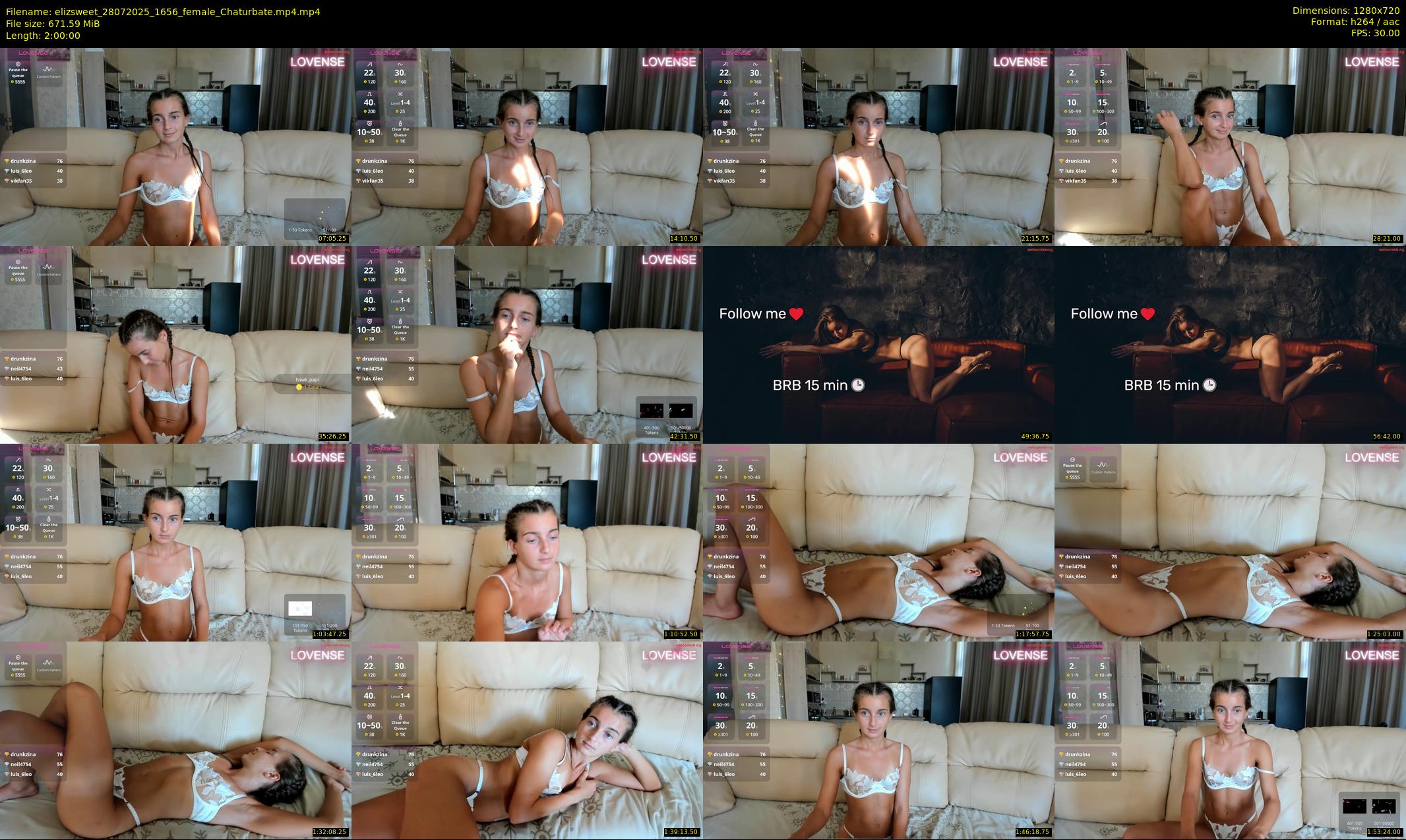 elizsweet — 120 minute Chaturbate female cam show recording, 720p, Jul 28, 2025