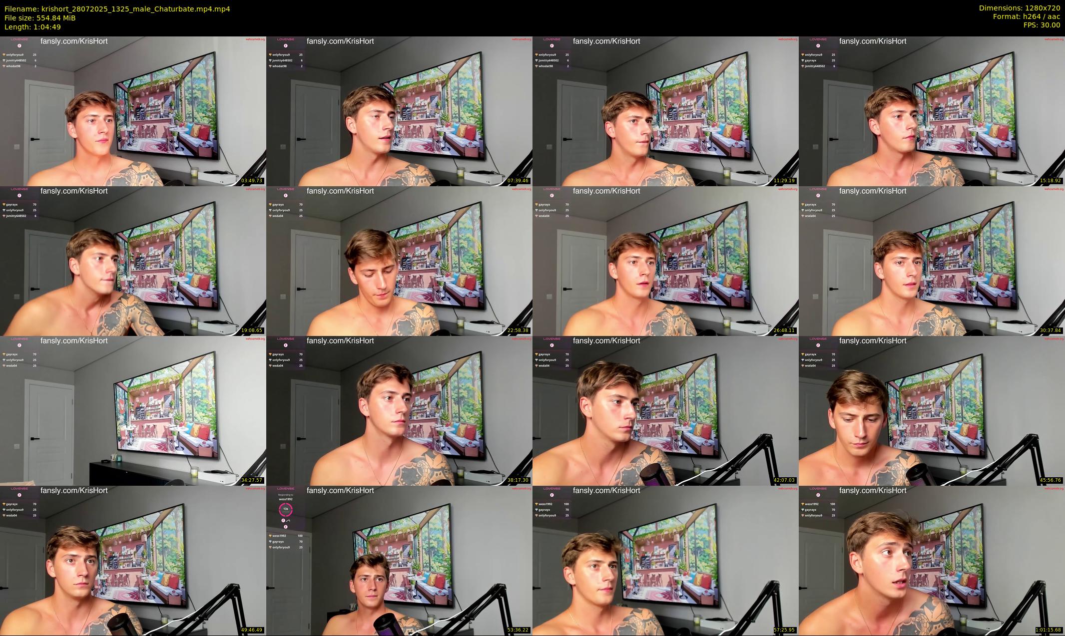 krishort — 65 minute Chaturbate male cam show recording, 720p, Jul 28, 2025