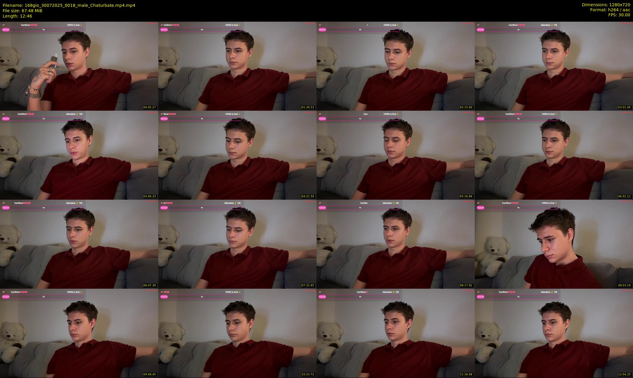 168gio — 13 minute Chaturbate male cam show recording, 720p, Jul 30, 2025