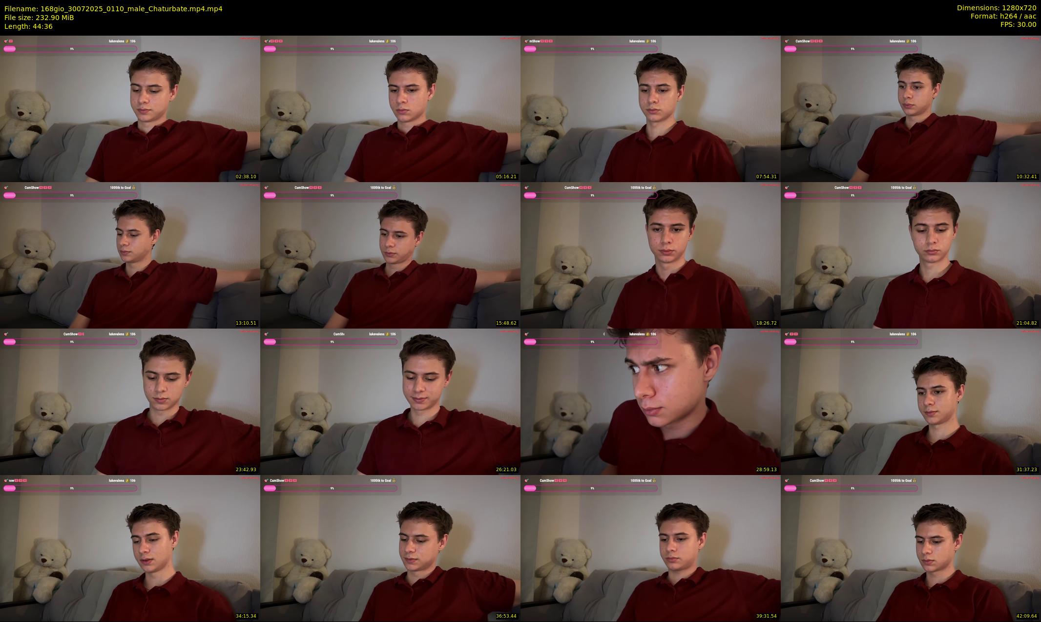 168gio — 45 minute Chaturbate male cam show recording, 720p, Jul 30, 2025