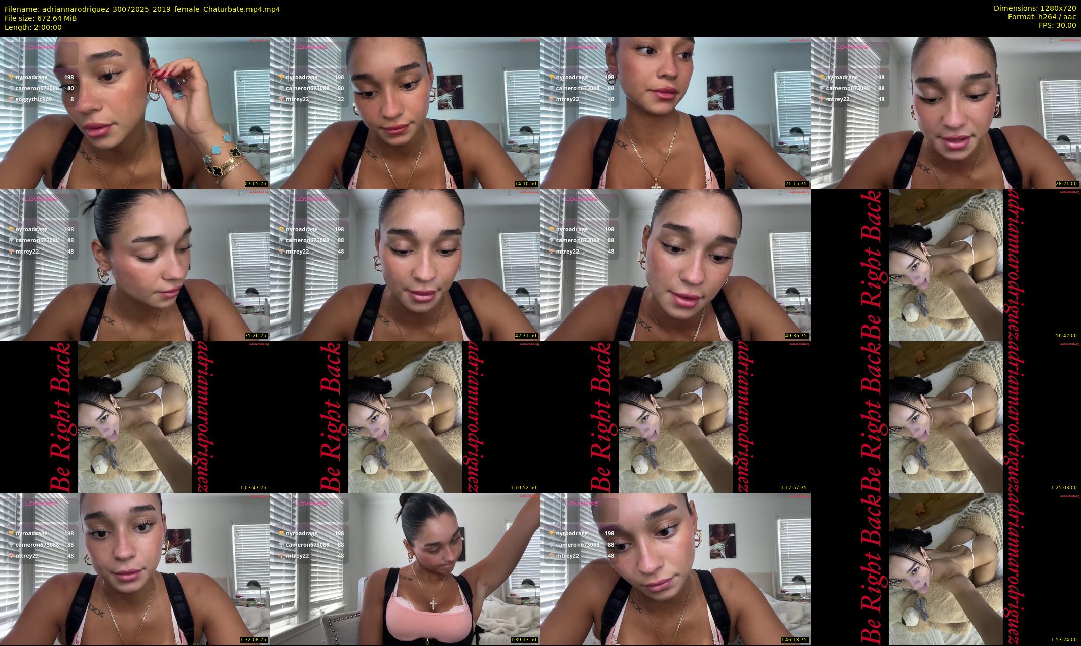 adriannarodriguez — 120 minute Chaturbate female cam show recording, 720p, Jul 30, 2025