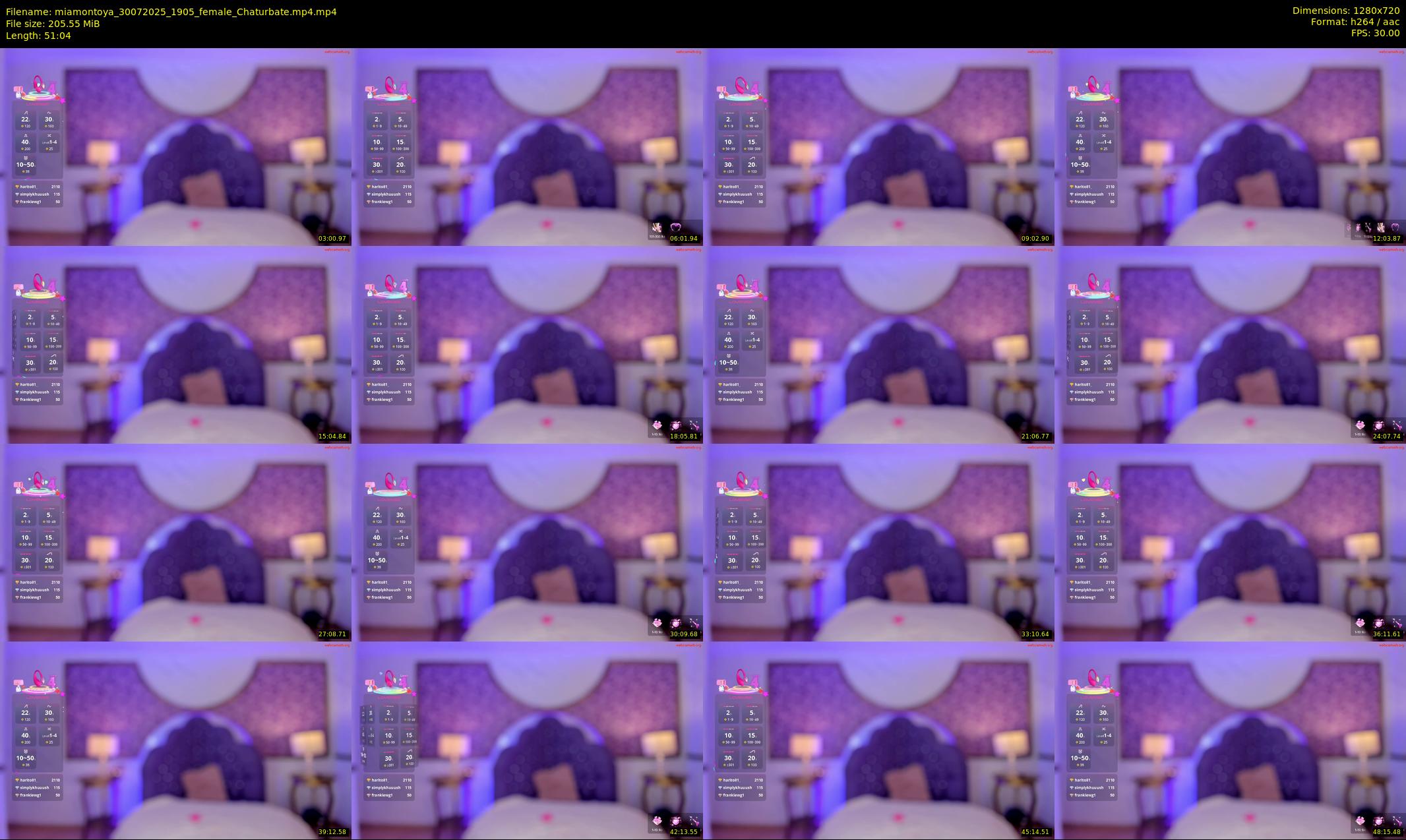 miamontoya — 52 minute Chaturbate female cam show recording, 720p, Jul 30, 2025