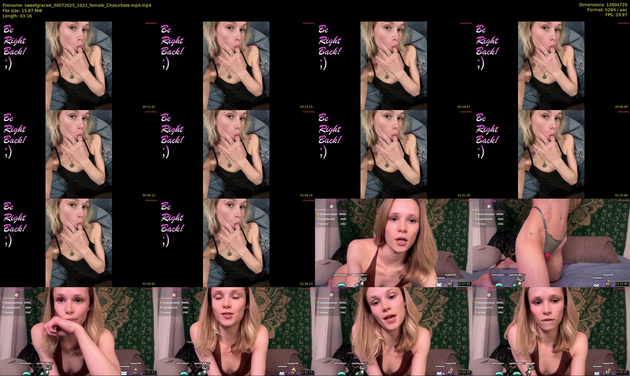 sweetgracee — 4 minute Chaturbate female cam show recording, 720p, Jul 30, 2025