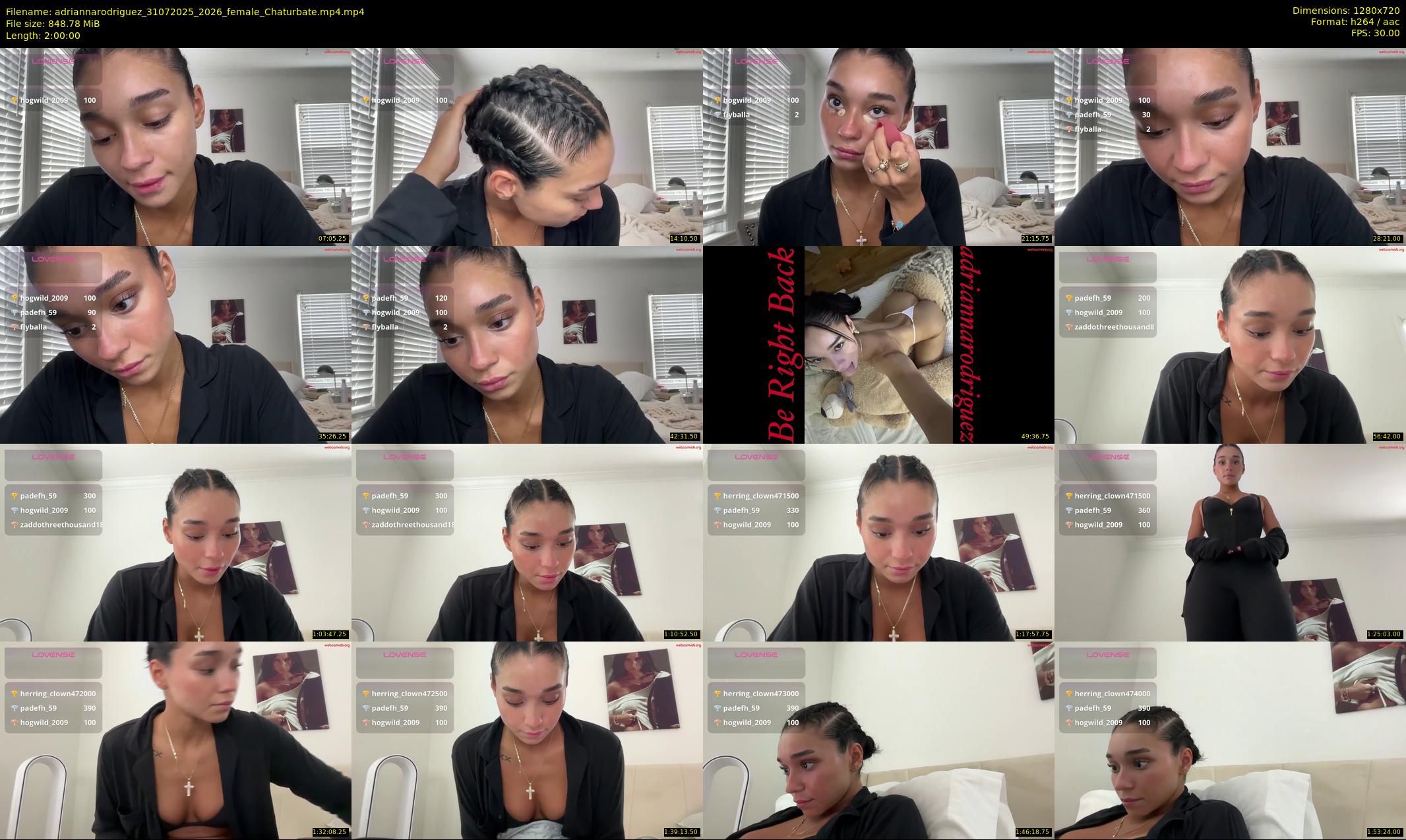 adriannarodriguez — 120 minute Chaturbate female cam show recording, 720p, Jul 31, 2025