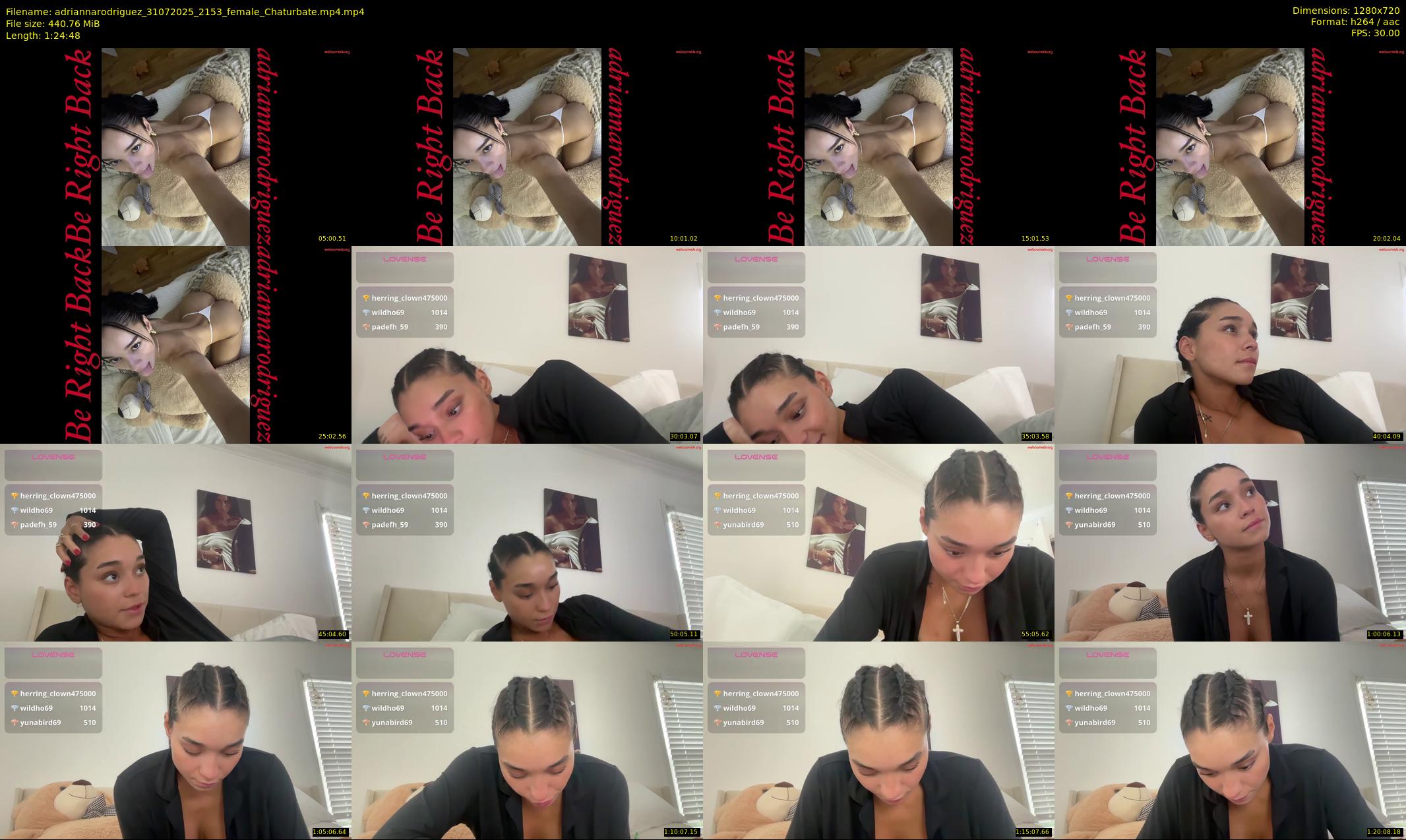 adriannarodriguez — 85 minute Chaturbate female cam show recording, 720p, Jul 31, 2025