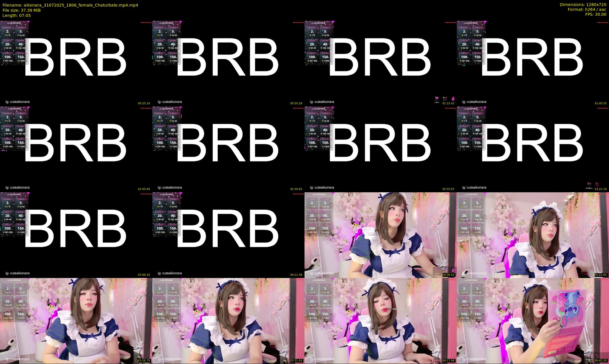 aikonara — 8 minute Chaturbate female cam show recording, 720p, Jul 31, 2025