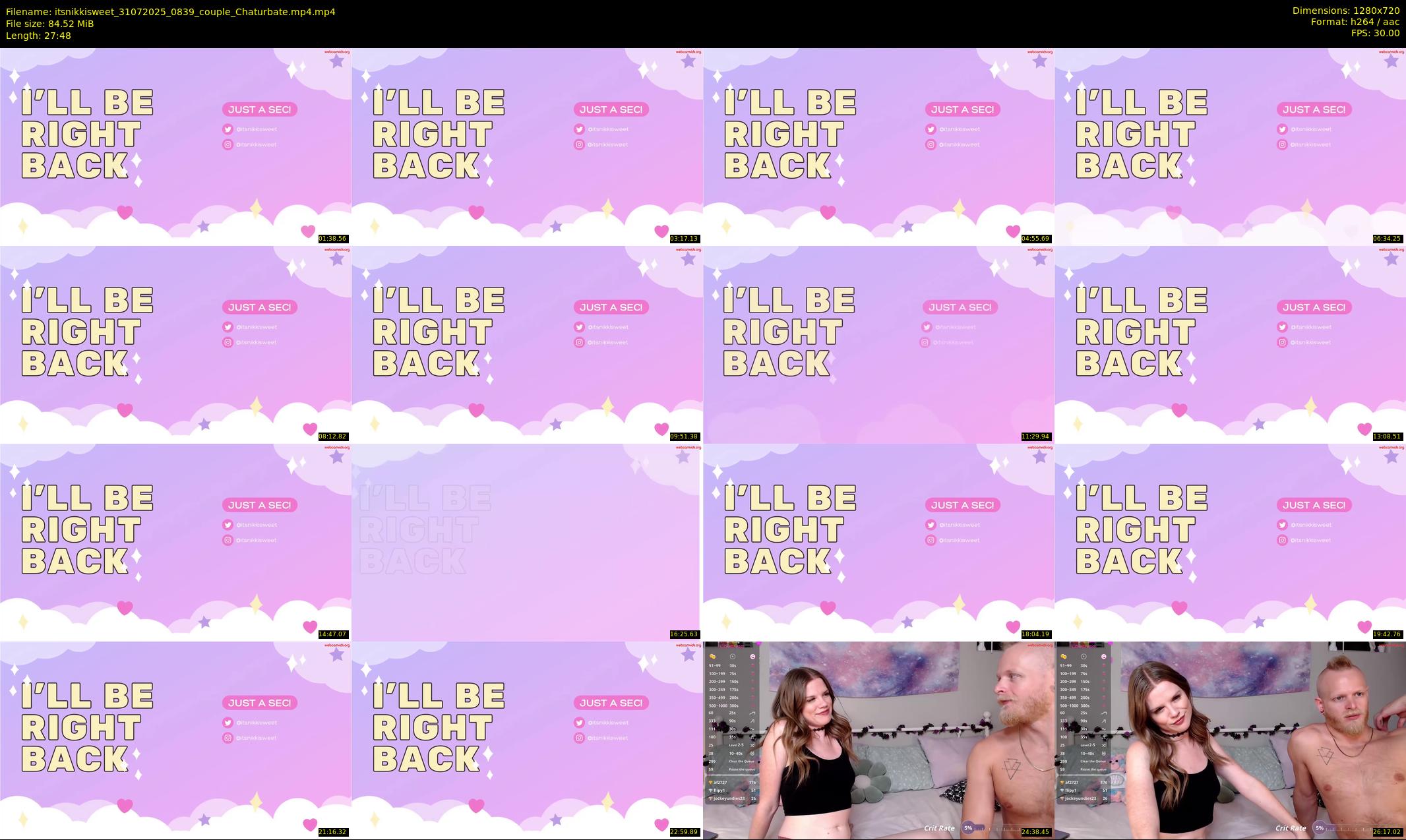 itsnikkisweet — 28 minute Chaturbate couple cam show recording, 720p, Jul 31, 2025