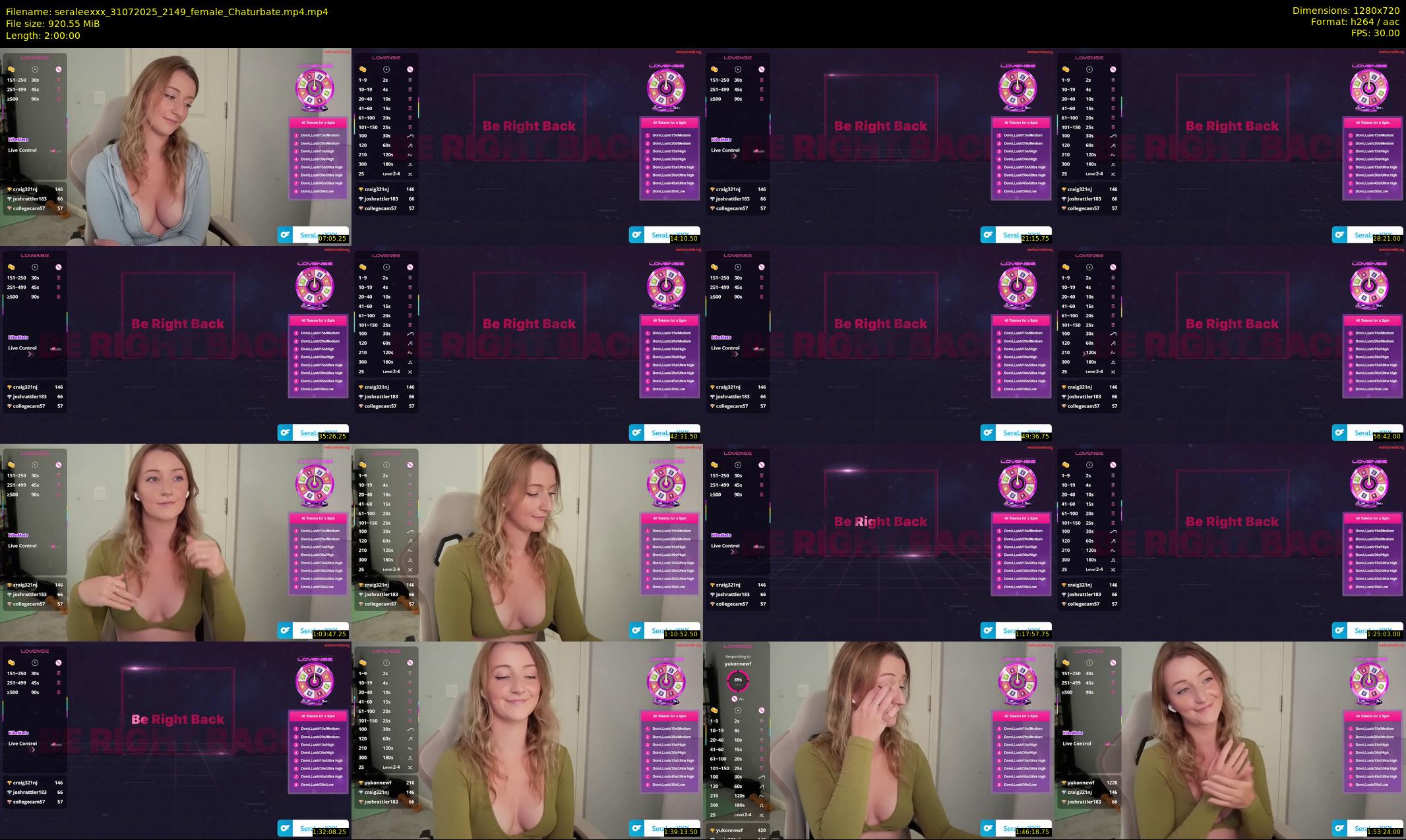 seraleexxx — 120 minute Chaturbate female cam show recording, 720p, Jul 31, 2025