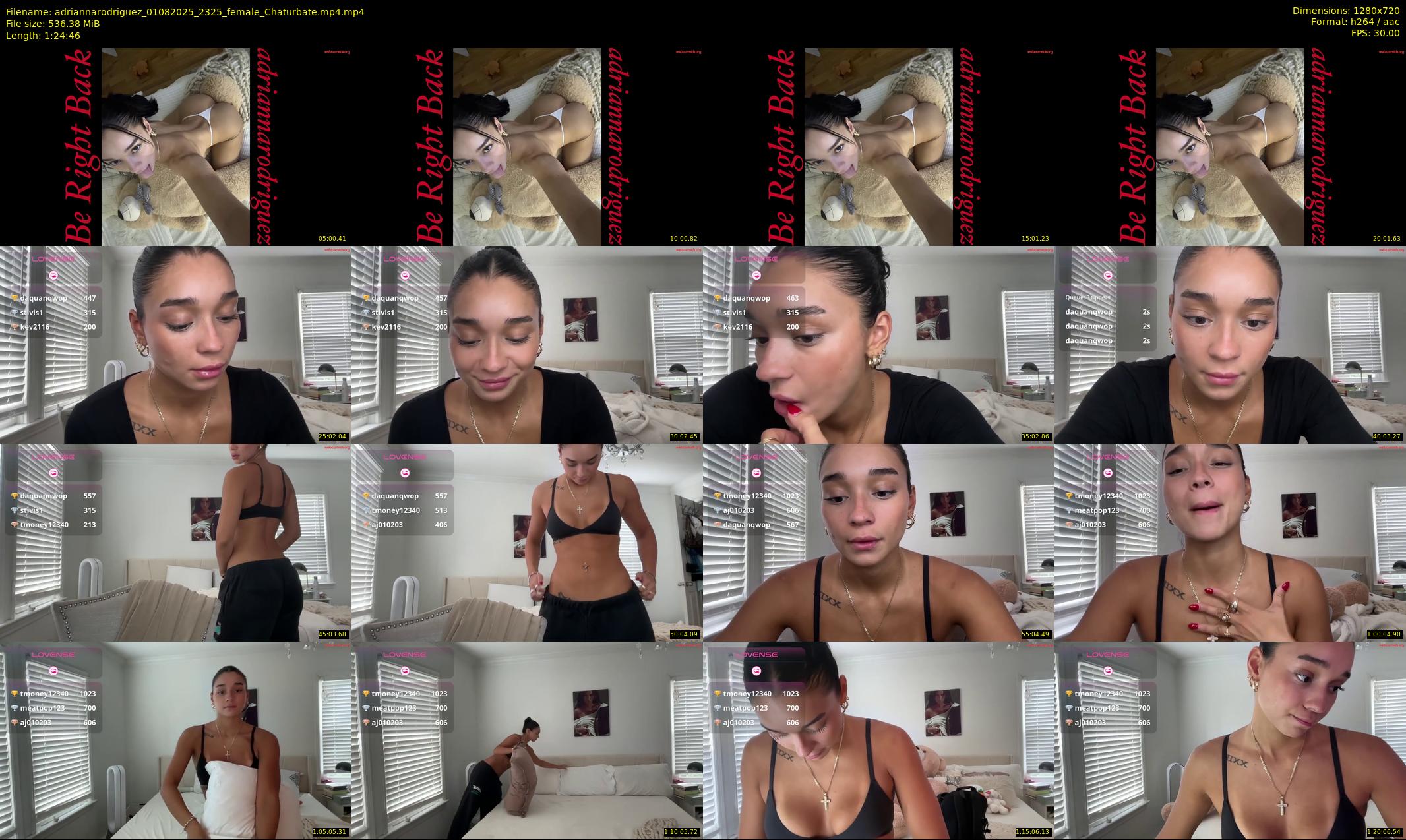 adriannarodriguez — 85 minute Chaturbate female cam show recording, 720p, Aug 1, 2025