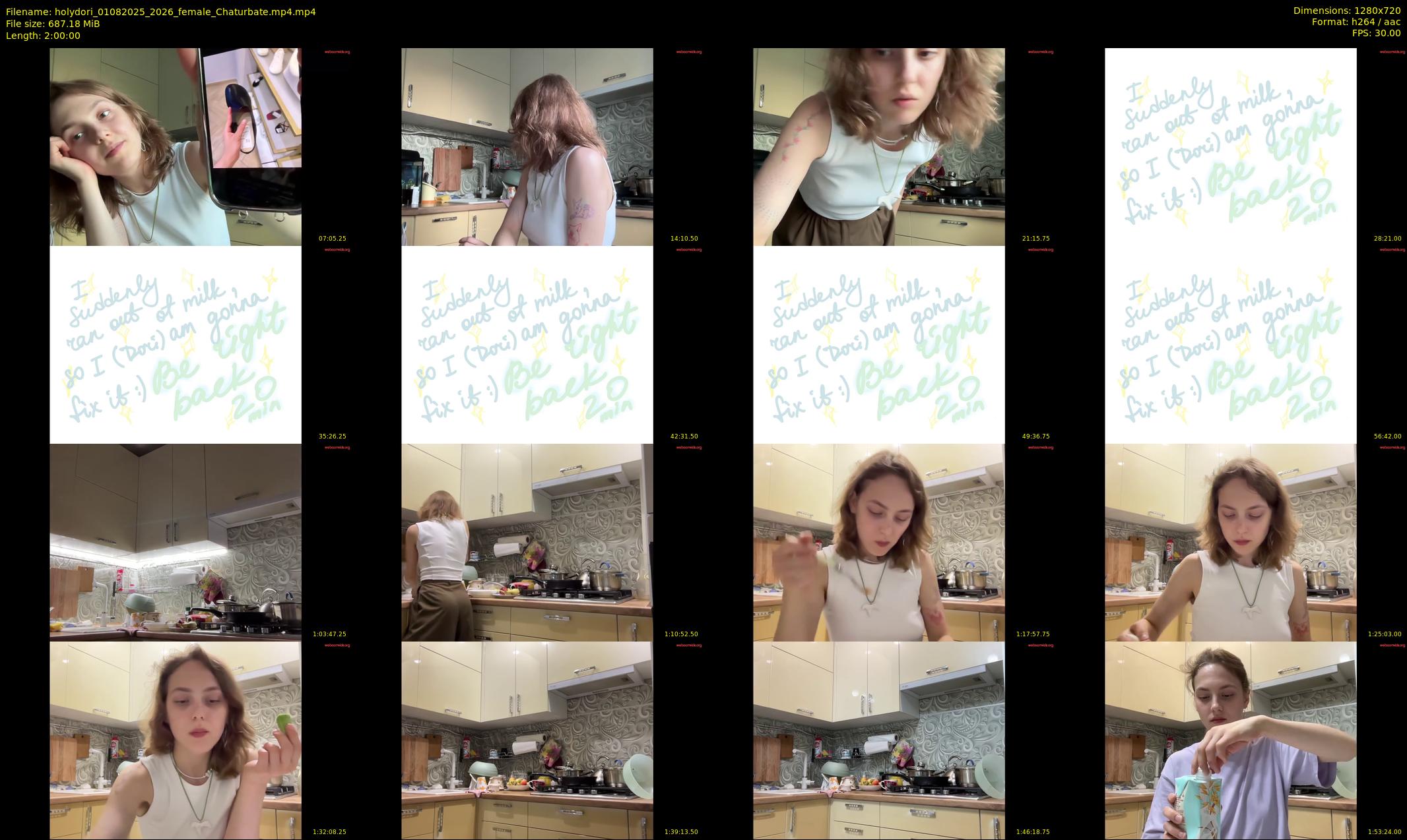 holydori — 120 minute Chaturbate female cam show recording, 720p, Aug 1, 2025