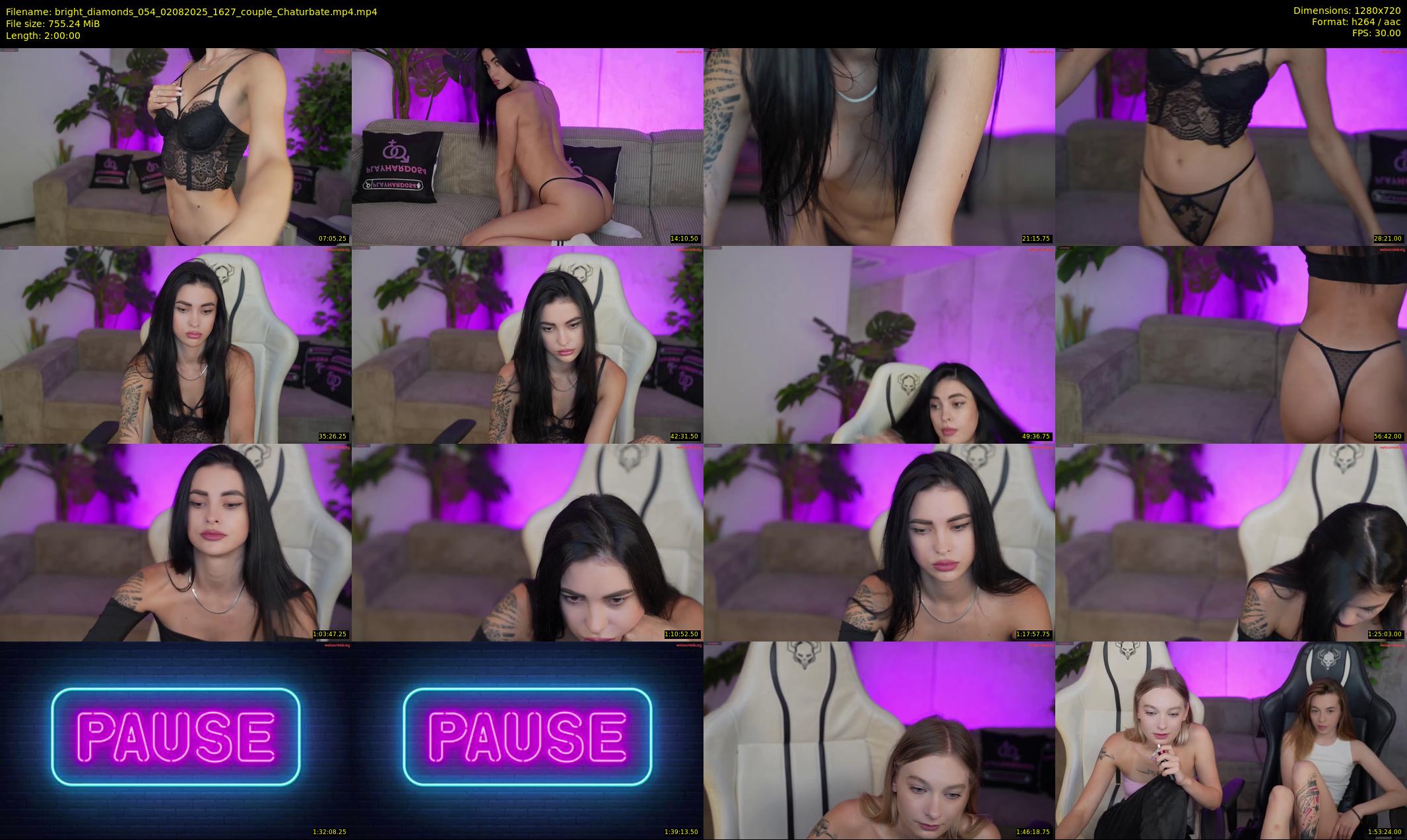 bright_diamonds_054 — 120 minute Chaturbate couple cam show recording, 720p, Aug 2, 2025