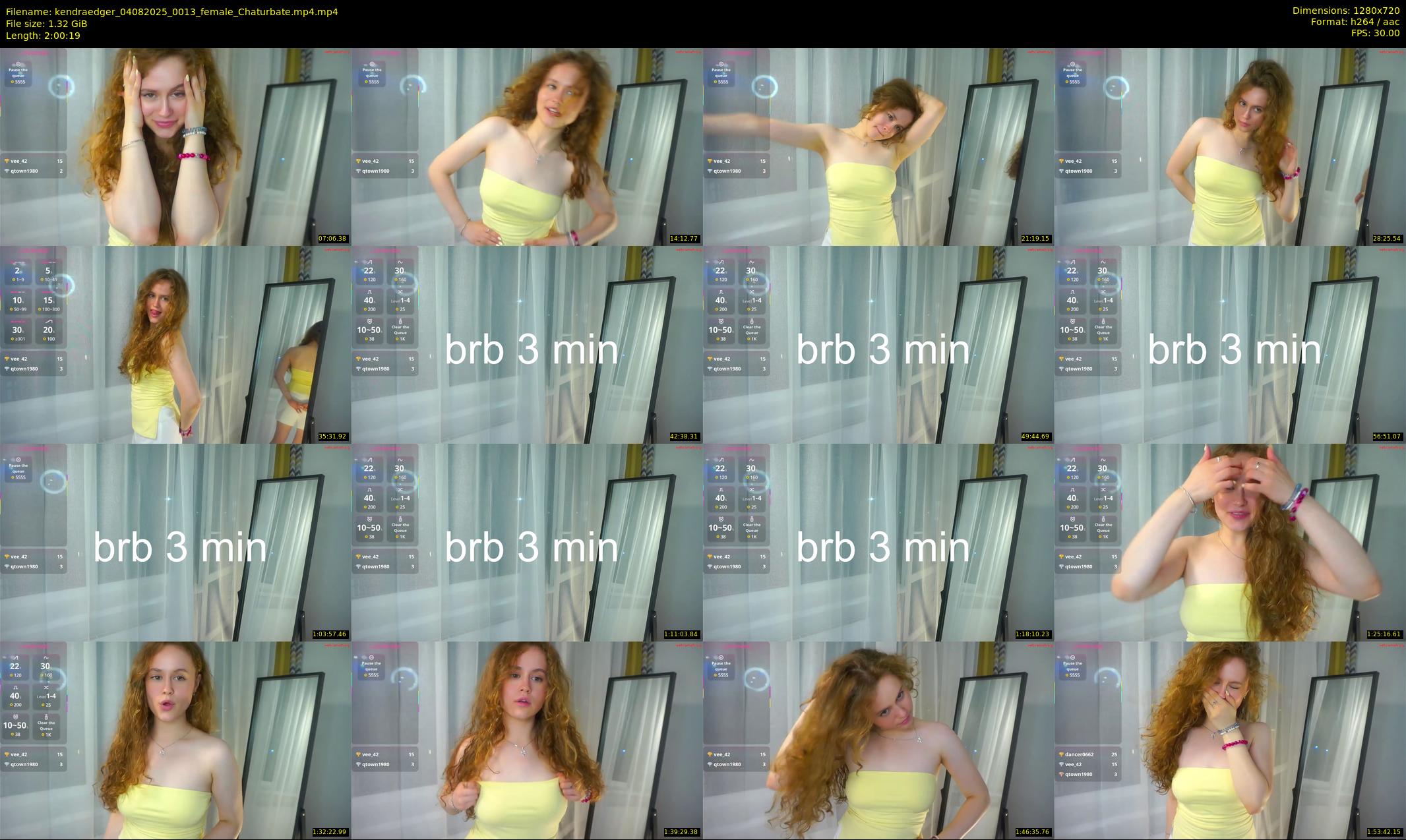 kendraedger — 121 minute Chaturbate female cam show recording, 720p, Aug 4, 2025