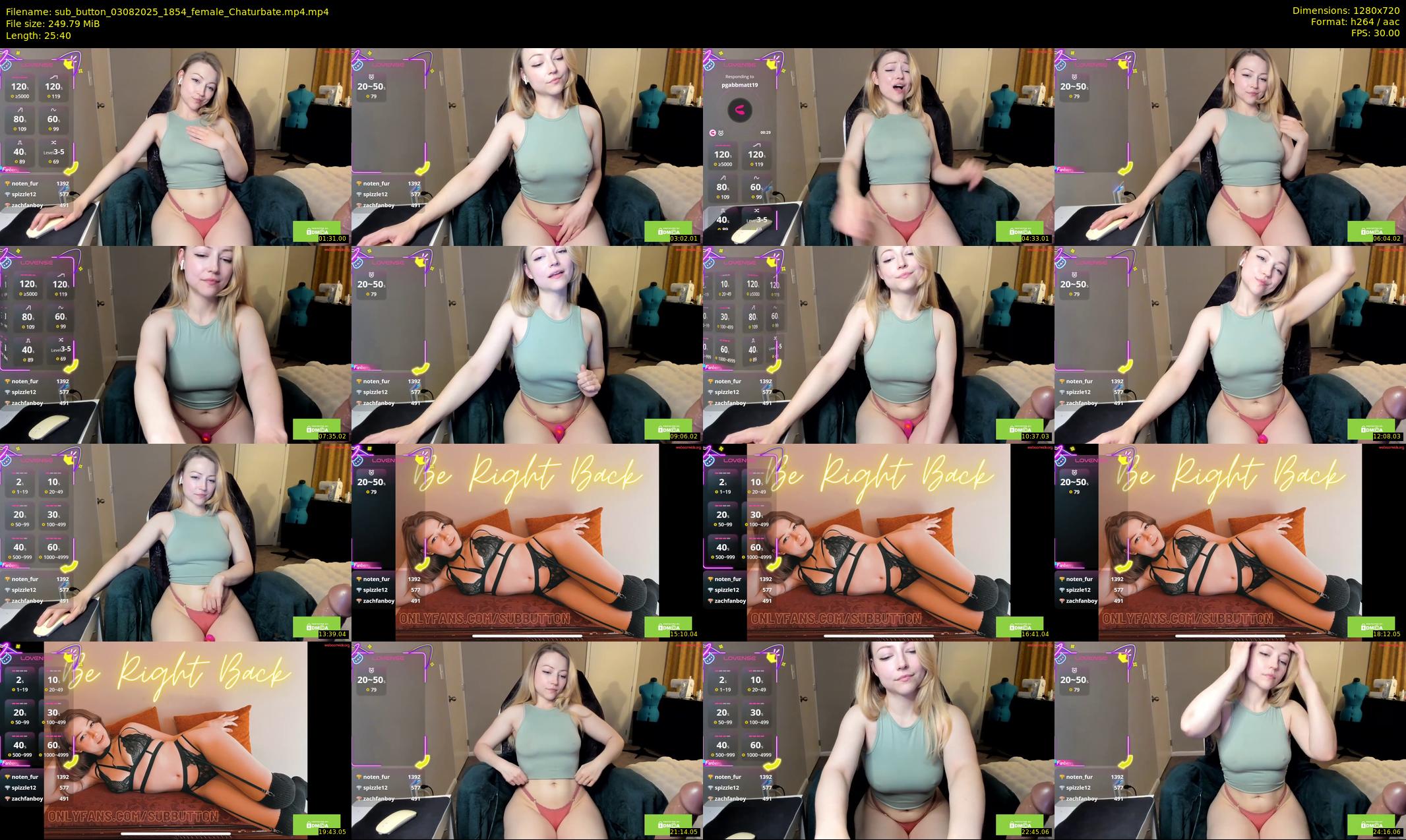 sub_button — 26 minute Chaturbate female cam show recording, 720p, Aug 3, 2025