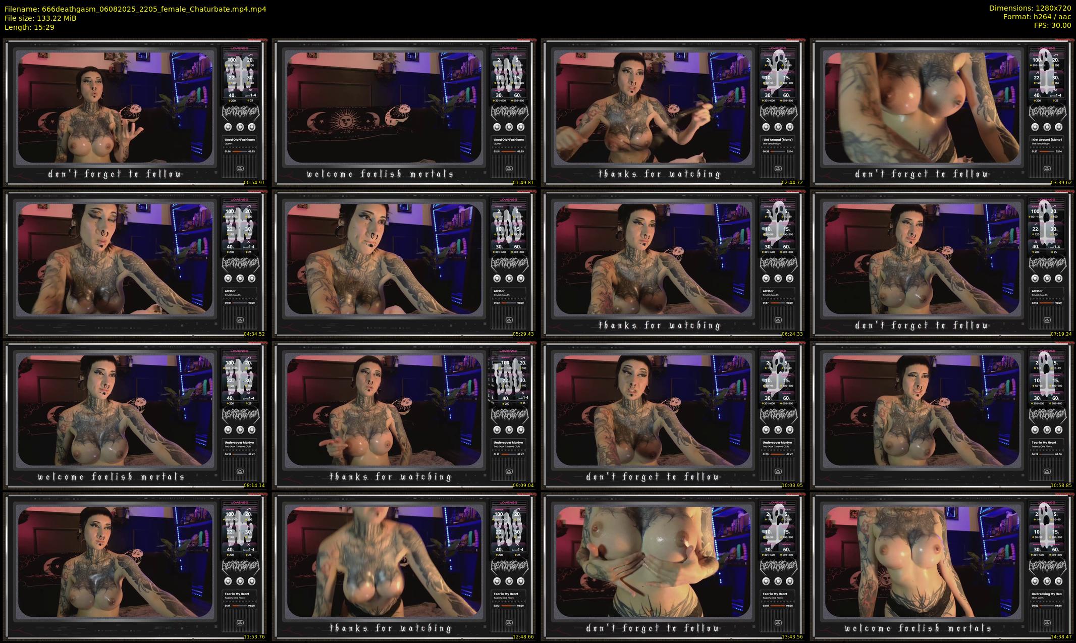 666deathgasm — 16 minute Chaturbate female cam show recording, 720p, Aug 6, 2025