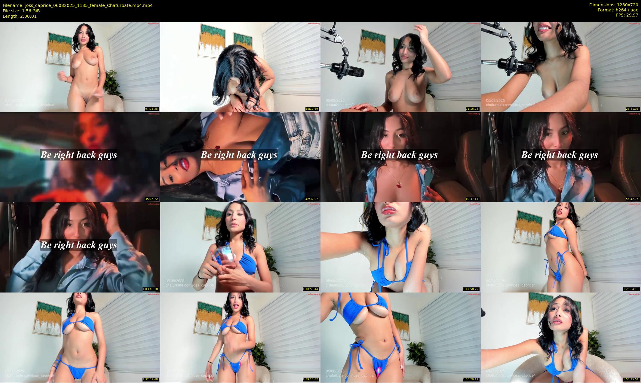 joss_caprice — 121 minute Chaturbate female cam show recording, 720p, Aug 6, 2025