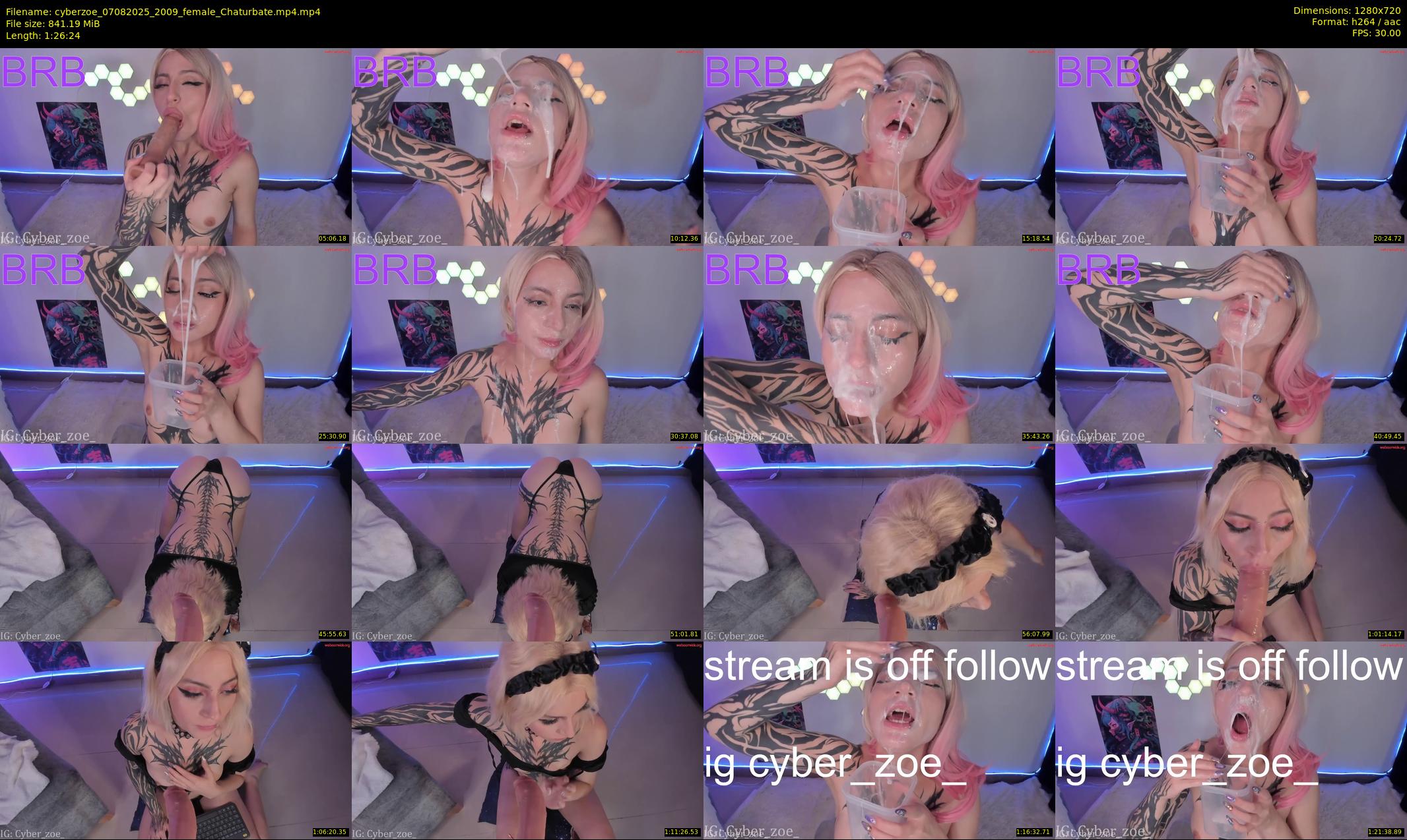 cyberzoe — 87 minute Chaturbate female cam show recording, 720p, Aug 7, 2025