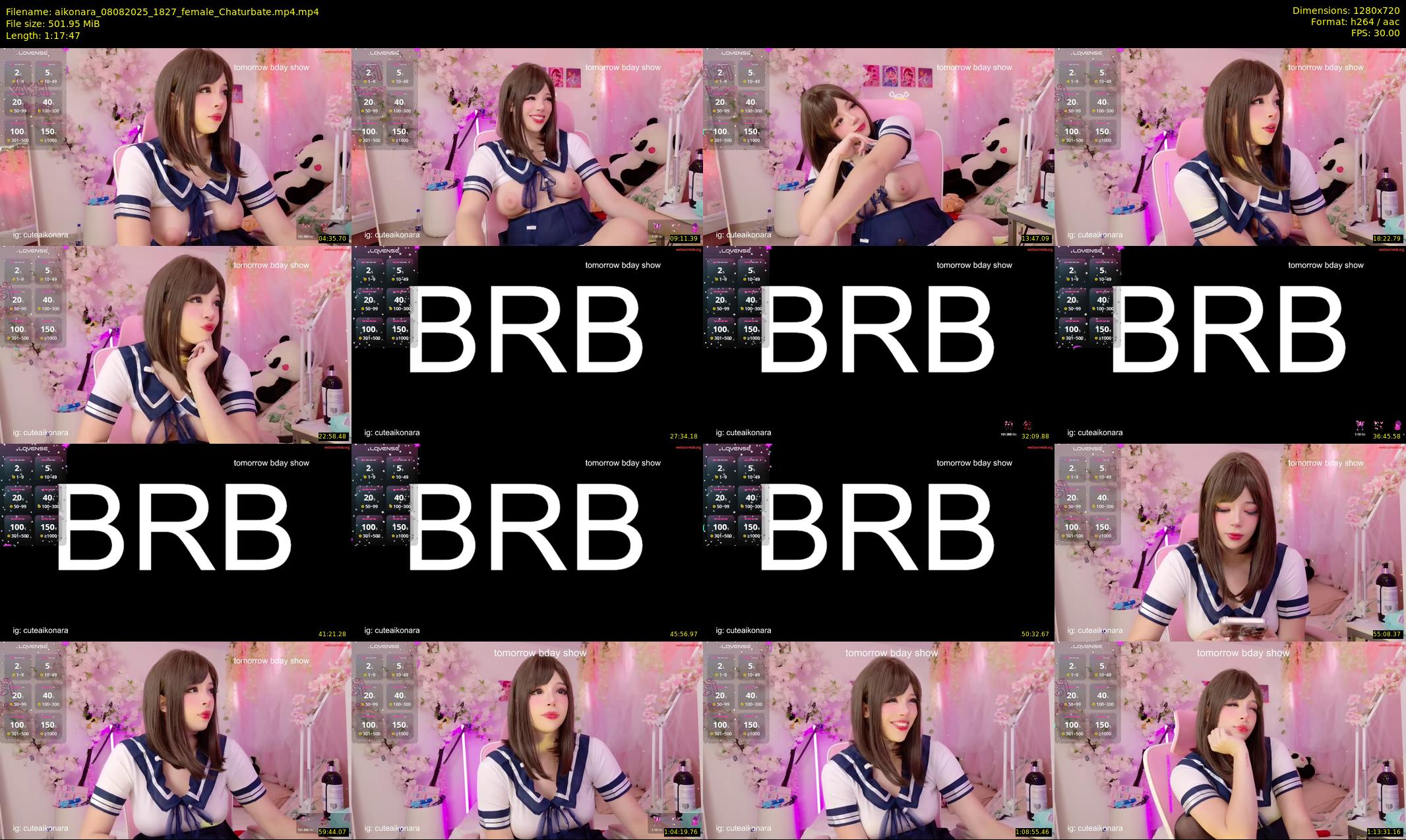 aikonara — 78 minute Chaturbate female cam show recording, 720p, Aug 8, 2025