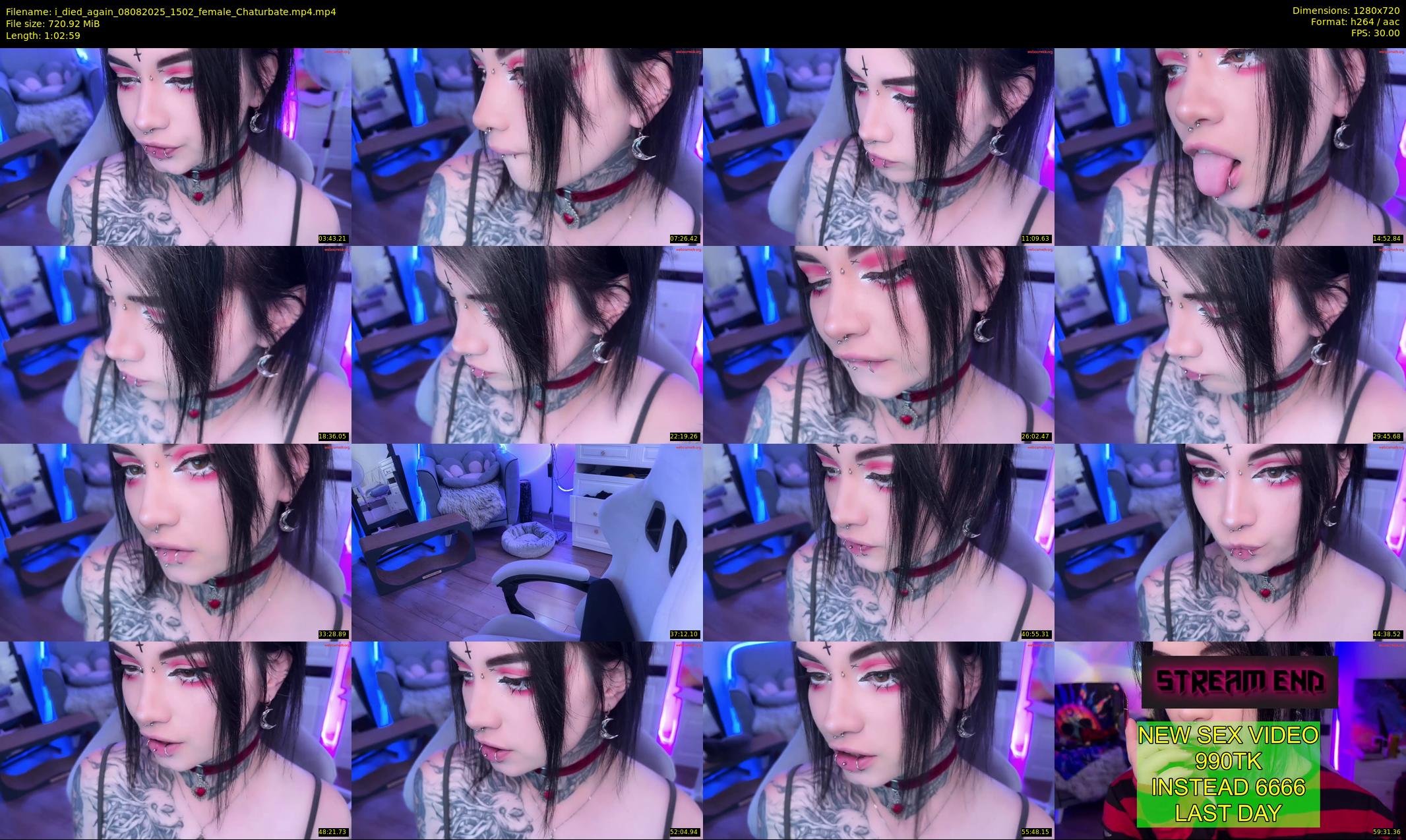 i_died_again — 63 minute Chaturbate female cam show recording, 720p, Aug 8, 2025