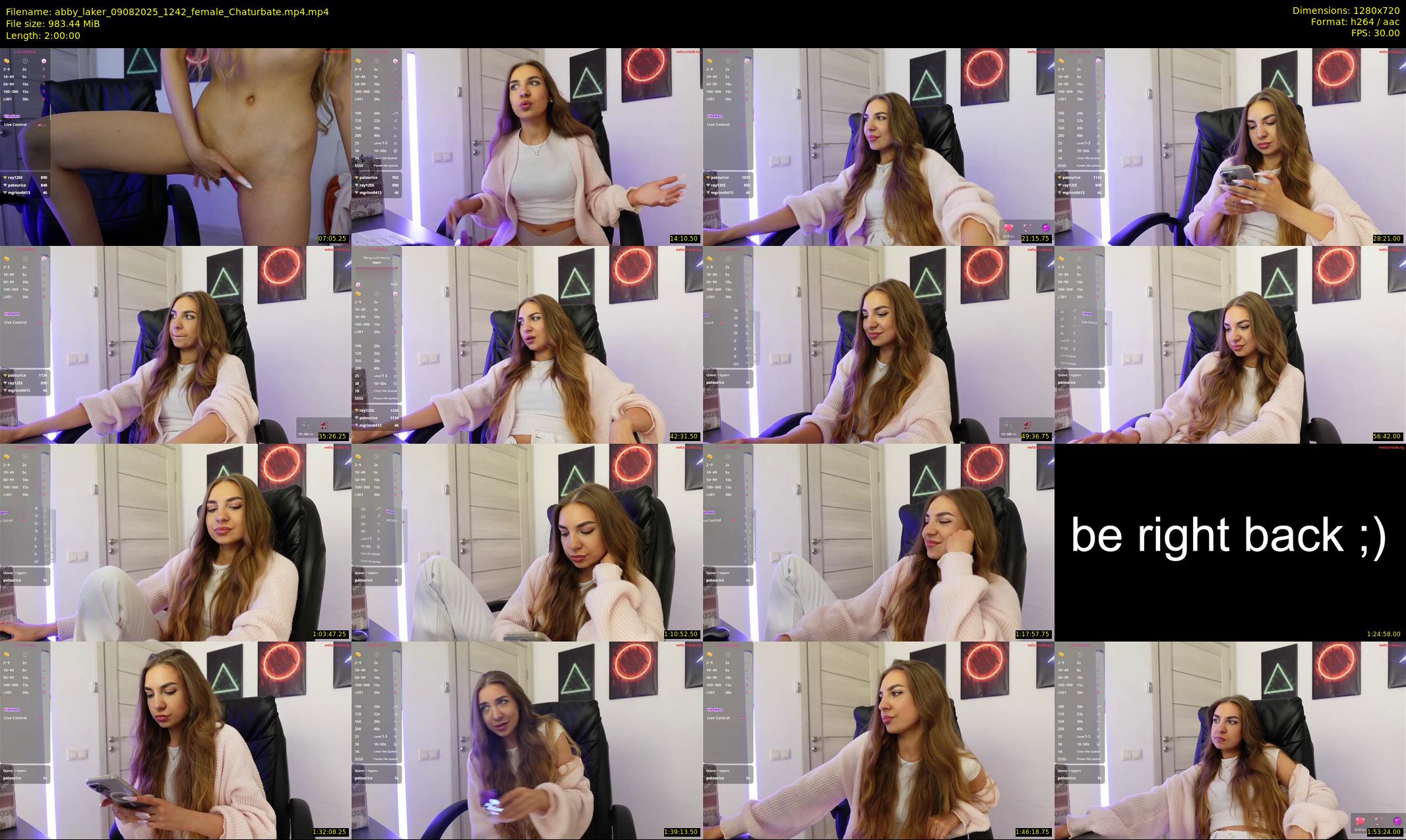 abby_laker — 120 minute Chaturbate female cam show recording, 720p, Aug 9, 2025