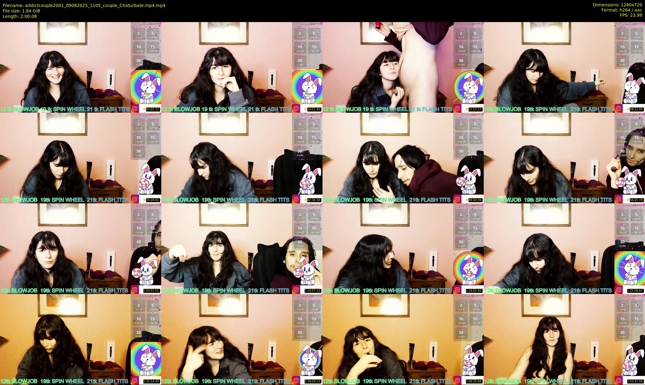 addictcouple2001 — 121 minute Chaturbate couple cam show recording, 720p, Aug 9, 2025